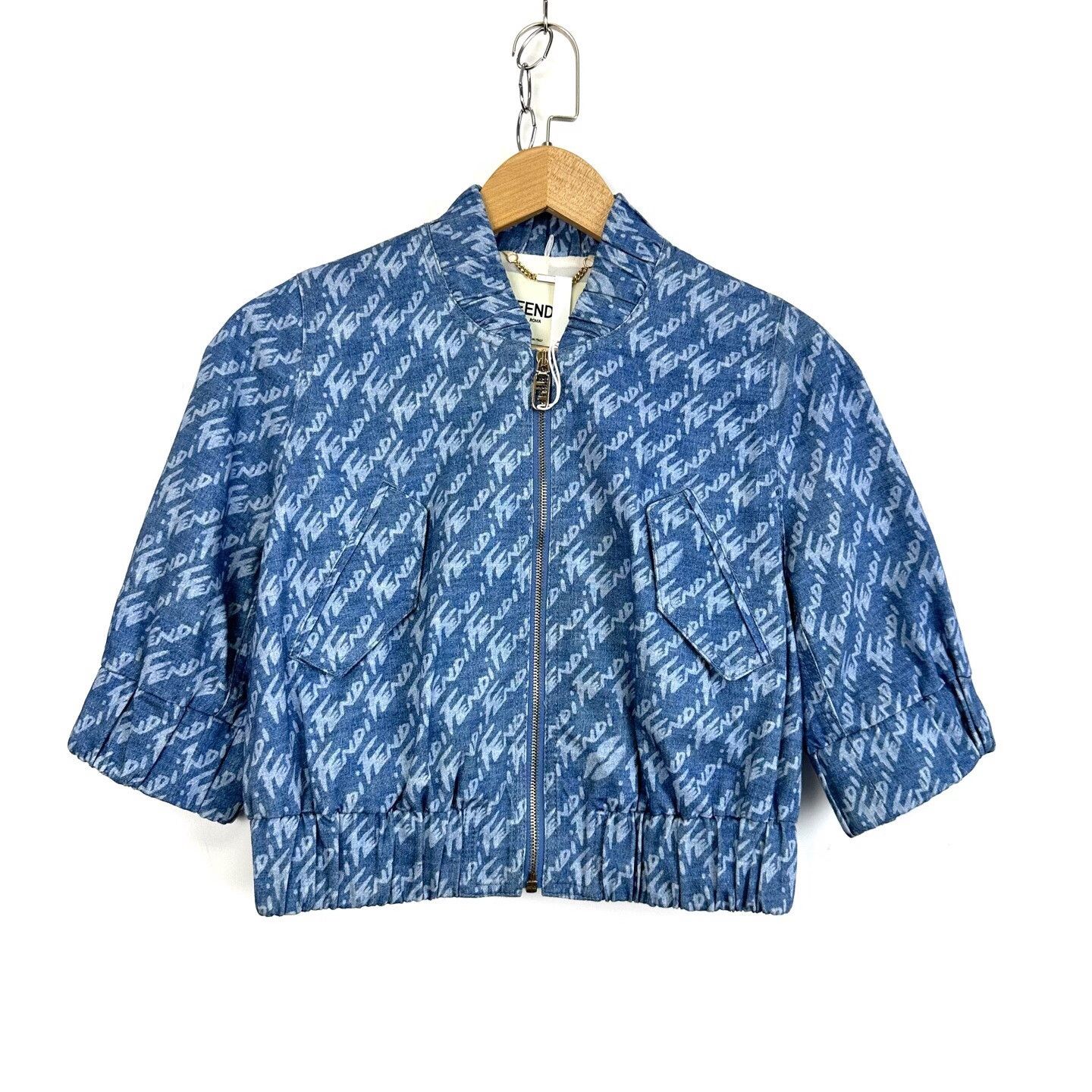 Fendi Fendi Blue Denim Short Zip Jacket Size S / US 4 / IT 40 - 1 Thumbnail