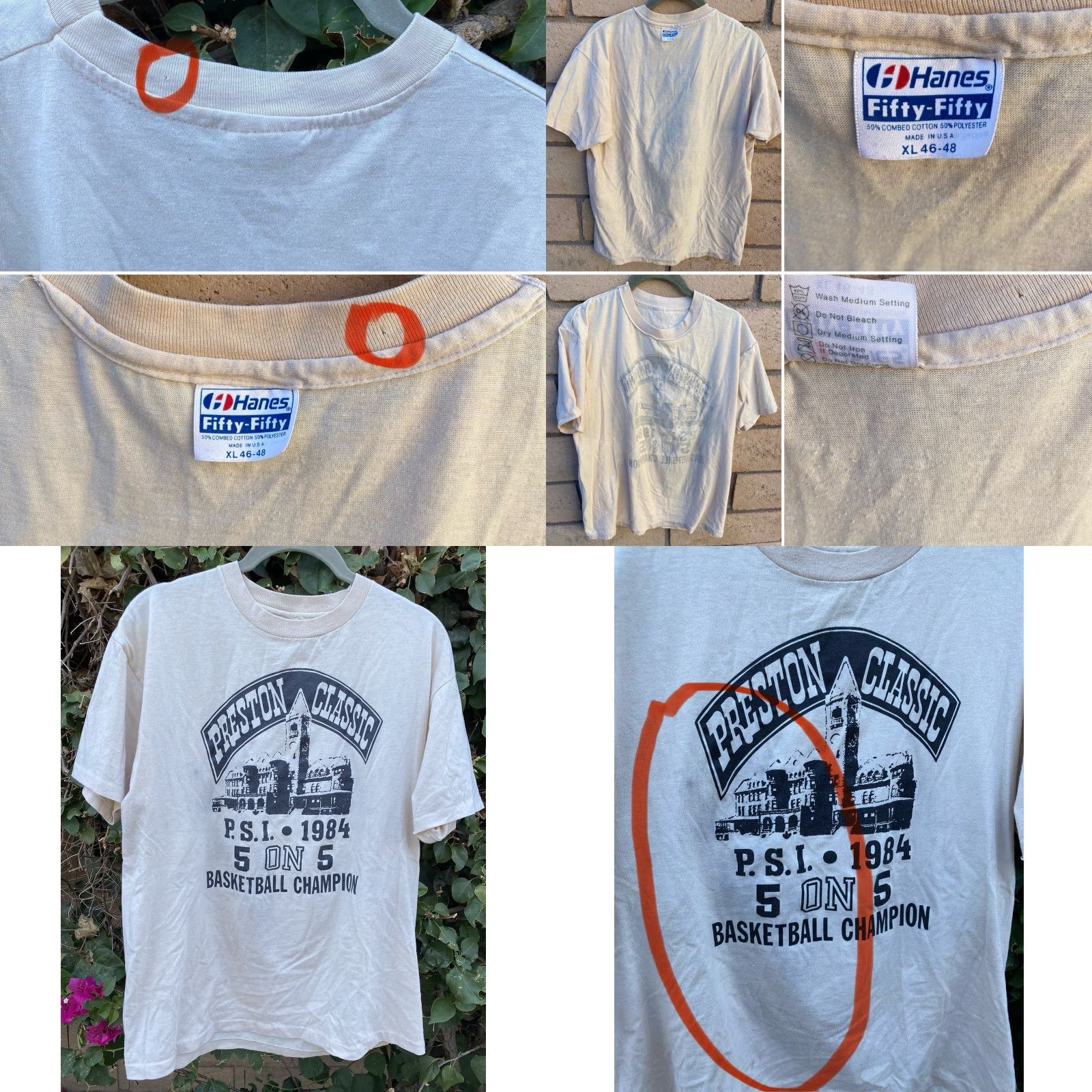 Hanes VINTAGE Hanes Preston Classic PSI 5 On 5 Basketball Champion T Shirt XL Beige 80s 1980s Mens Tee Size US XL / EU 56 / 4 - 8 Thumbnail
