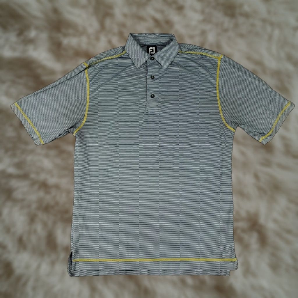 Footjoy FootJoy Performance Golf Polo Shirt Blue Striped Mens Medium Short Sleeve Size US M / EU 48-50 / 2 - 1 Thumbnail