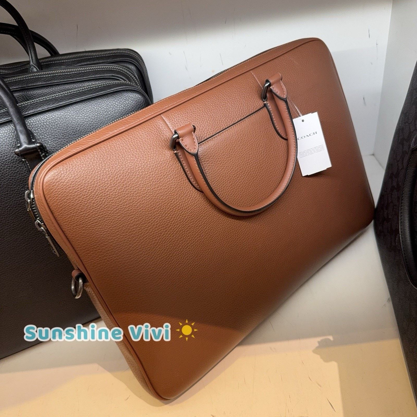 Coach NWT Coach Ethan Large Brief CCF59 Leather Gunmetal/Saddle Size ONE SIZE - 5 Thumbnail