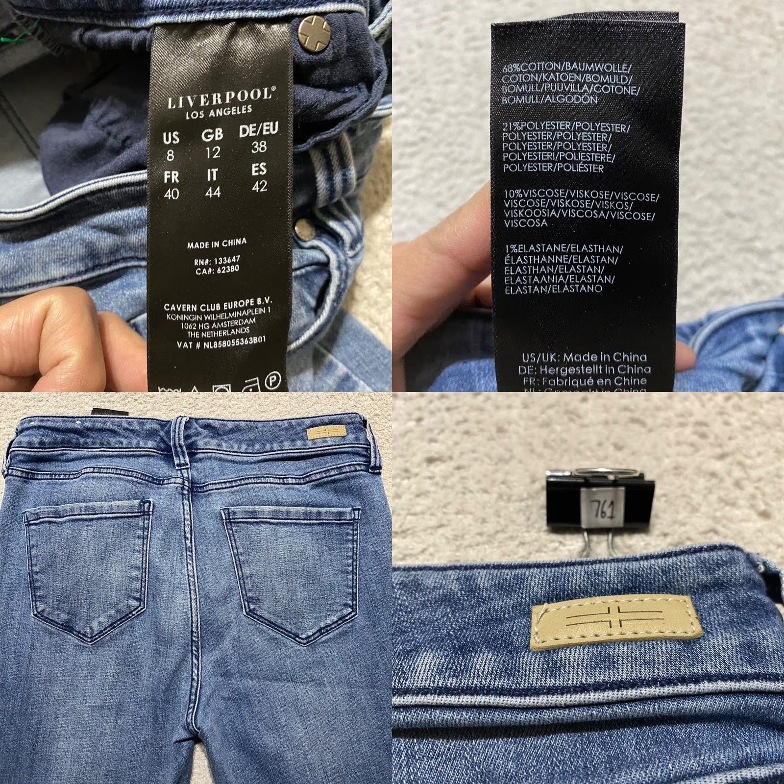 Denime Liverpool Jeans Liverpool Womens Jeans Blue Medium Wash 8 Skinny Crop 5-Pocket Denim Stretch Mid Rise Womens Jeans Size 30" / US 8 / IT 44 - 9 Thumbnail