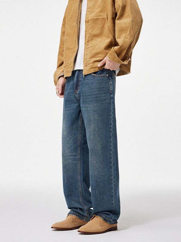 Japanese Brand Men's Japanese Retro Wide-Leg Washed Casual Straight Jeans Size US 32 / EU 48 - 3 Thumbnail
