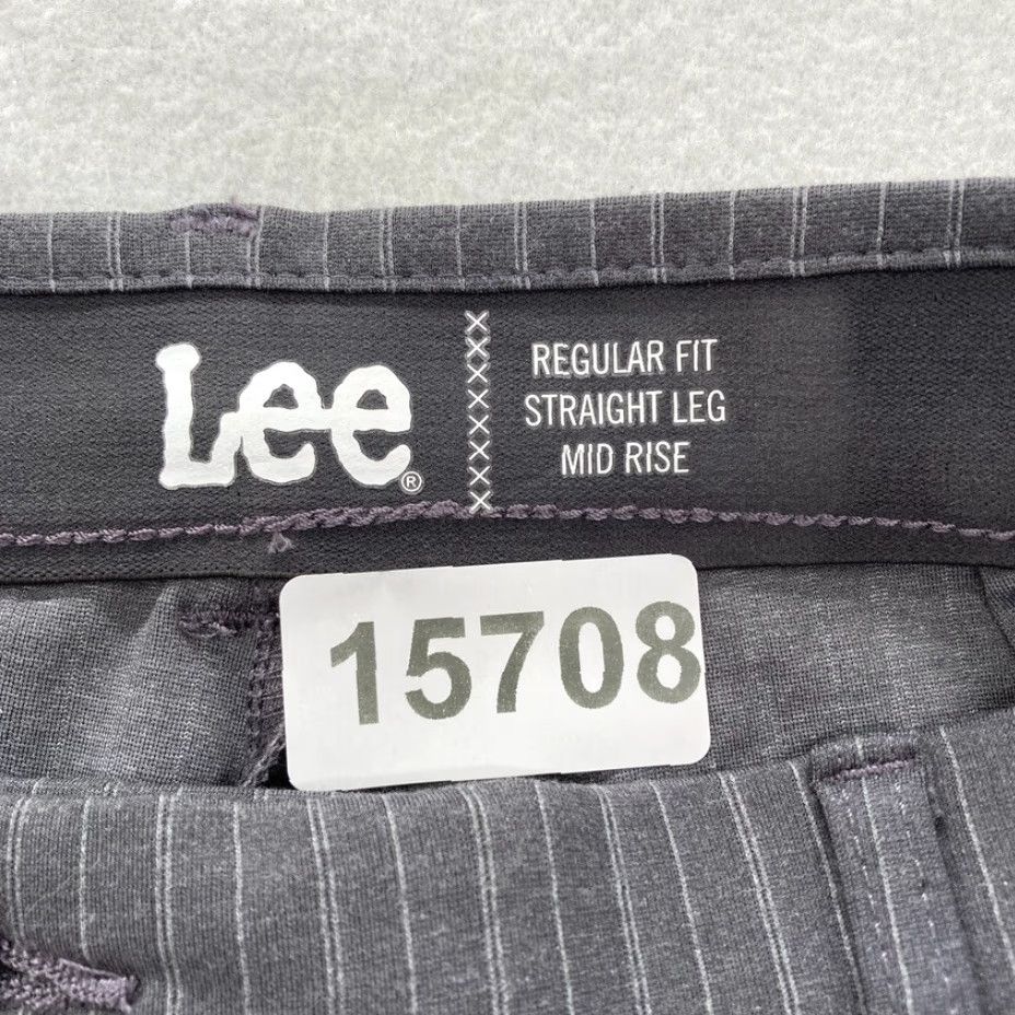Lee Lee Pants Women's 8 Regular Fit Straight Gray Striped Stretch Mid Rise NWT Size 30" / US 8 / IT 44 - 4 Thumbnail