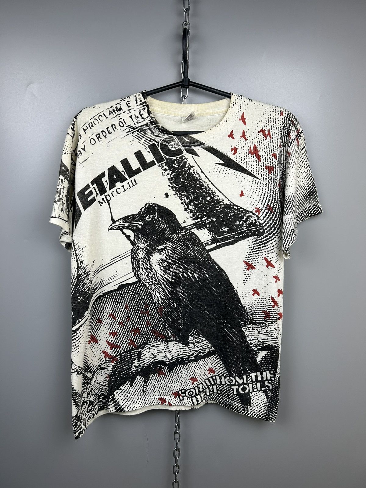 Band Tees × Vintage Vintage Metallica Crow All Over Print T shirt Size US M / EU 48-50 / 2 - 2 Thumbnail