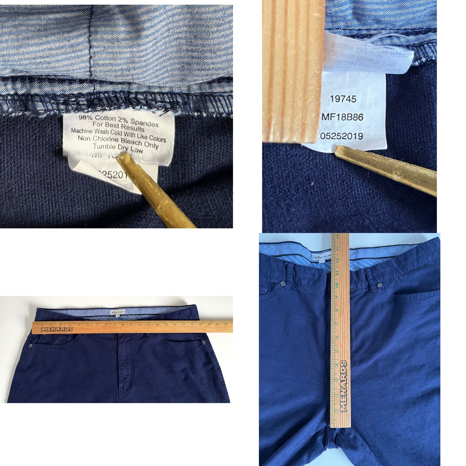 Peter Millar Peter Millar Crown Vintage Canvas Five-Pocket Pants Navy 38 Regular Mens) Size US 38 / EU 54 - 8 Thumbnail