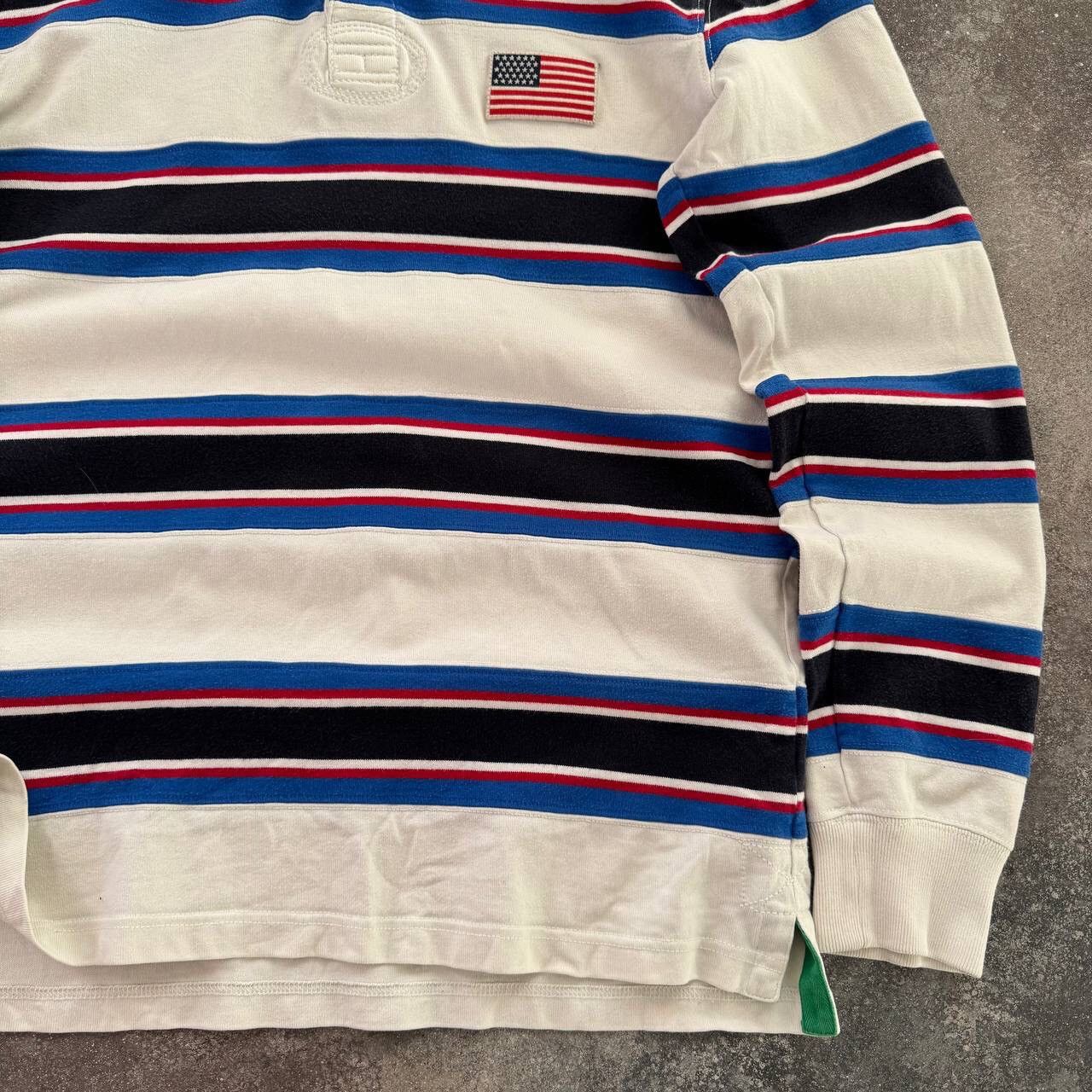 Tommy Hilfiger Tommy Hilfiger USA Vintage Stripped Rugby Long Sleeve Shirt Size US XL / EU 56 / 4 - 9 Thumbnail