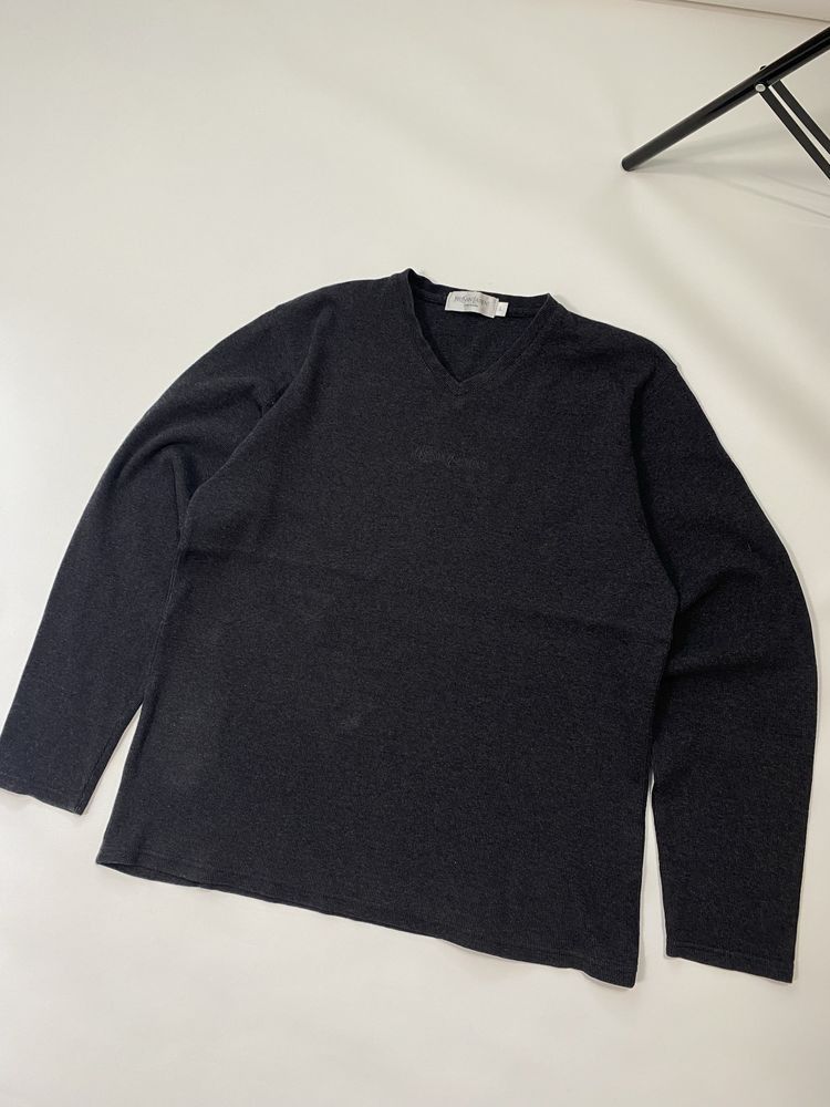 Yves Saint Laurent YSL Logo Vintage V-neck Sweatshirt Size US L / EU 52-54 / 3 - 3 Thumbnail