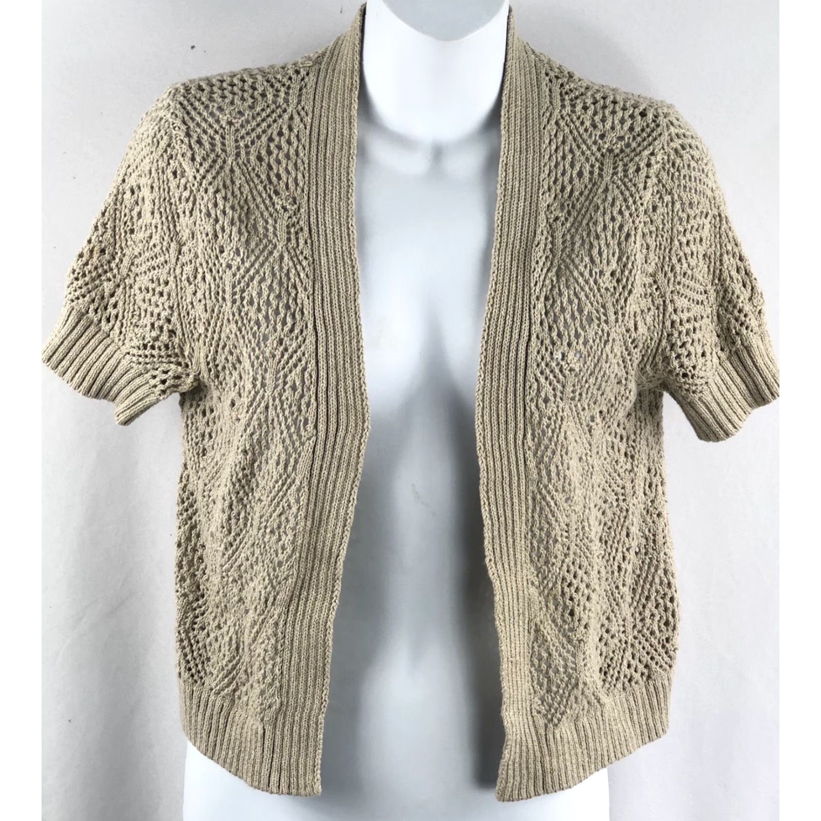 Vintage VINTAGE Sonoma Shrug Shirt Womens S Beige Open Crochet Knit Bohemian Grunge CottageCore Y2K 90s Adjustable Open Front Cashmere? Size S / US 4 / IT 40 - 5 Thumbnail