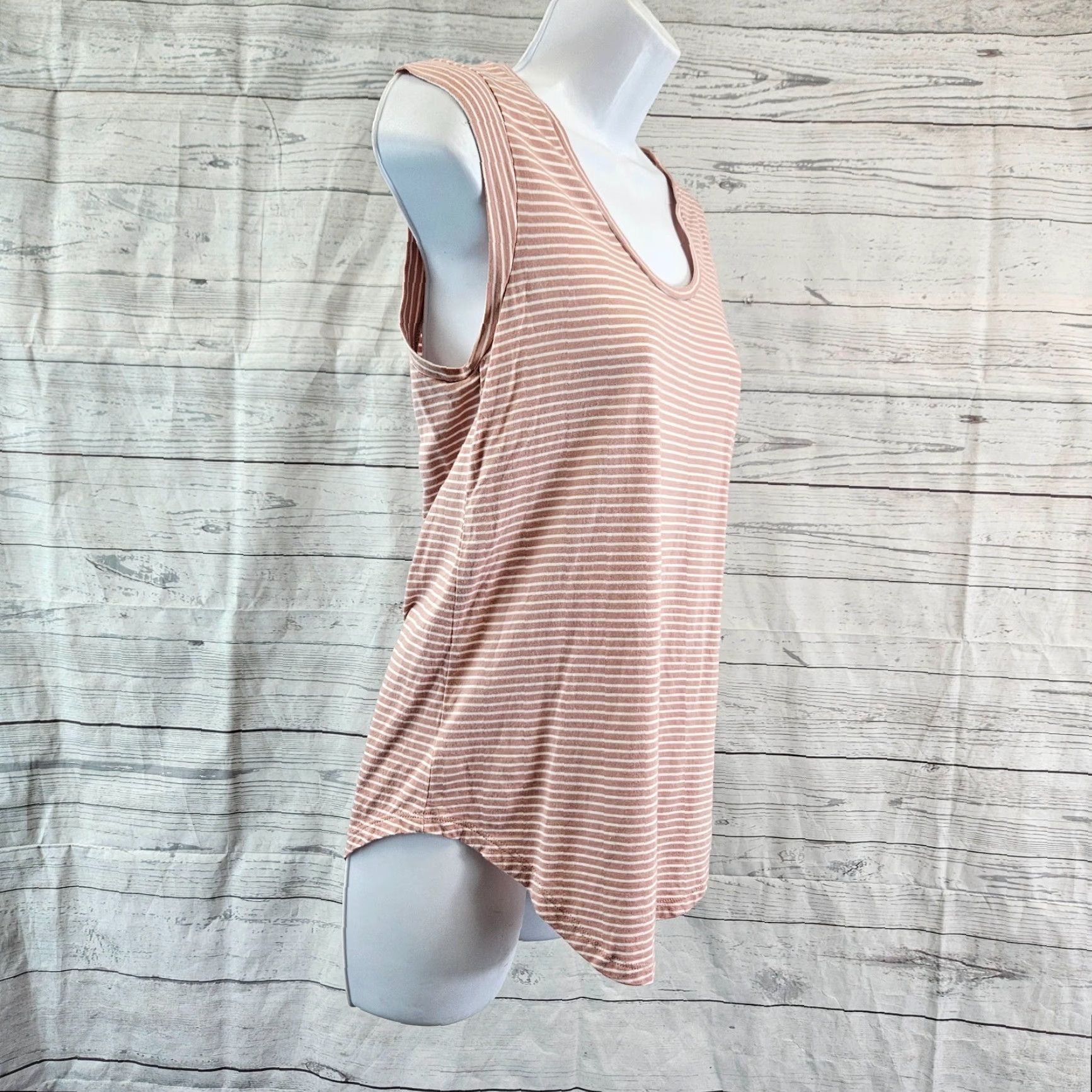 Loft Ann Taylor LOFT Womens Top Sz Small Pink White Stripe Cotton Blend Size S / US 4 / IT 40 - 3 Thumbnail