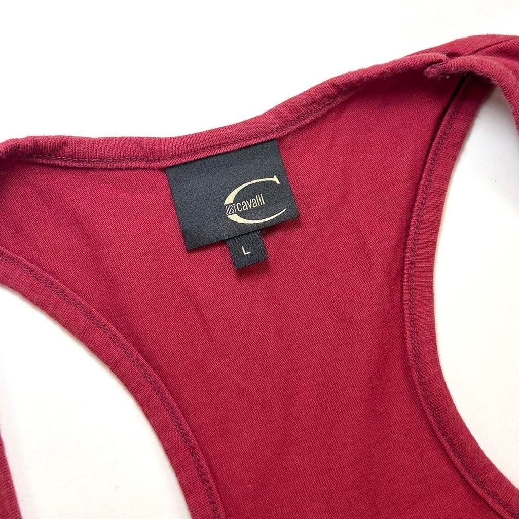 Just Cavalli y2k Cavalli red racerback tank top with horse print Size L / US 10 / IT 46 - 2 Thumbnail