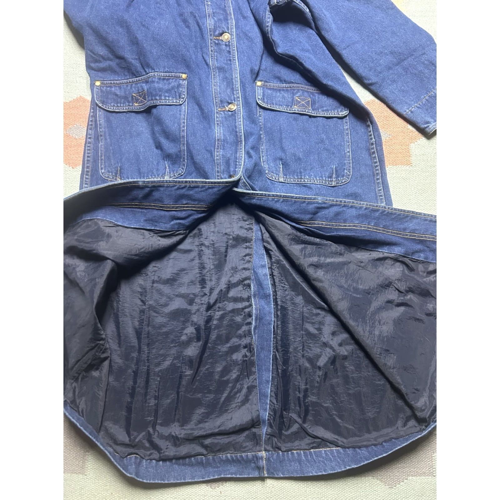 Denime VINTAGE Long Denim Duster Trench Coat Jacket Western Boho Steampunk Women’s sz 8 Jacket Coat Denim Blue Women 8 Men’s Women’s? Size M / US 6-8 / IT 42-44 - 7 Thumbnail