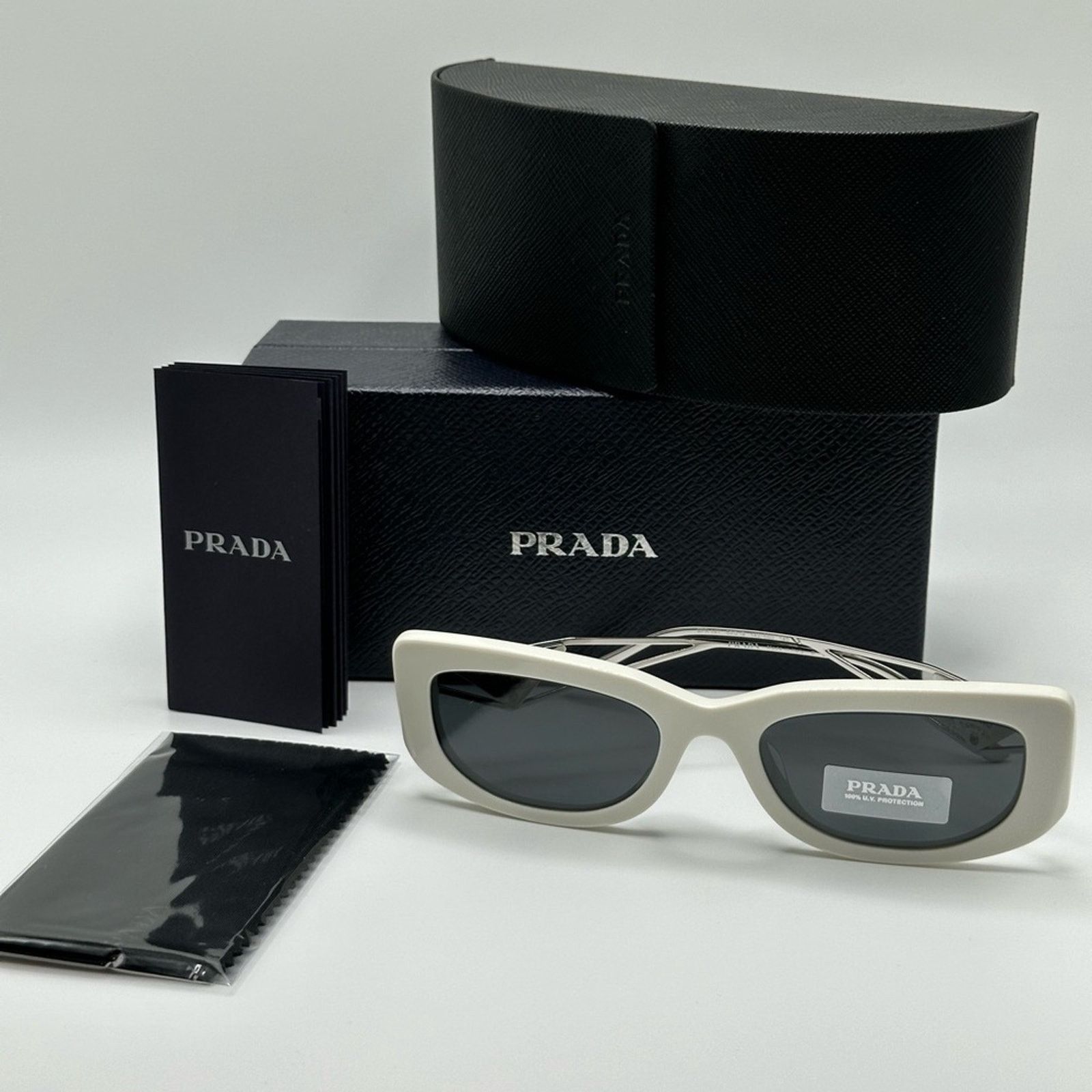Prada NEW PRADA PR14YS 1425S0 Talc/Dark Grey Women Sunglasses Size ONE SIZE - 11 Thumbnail