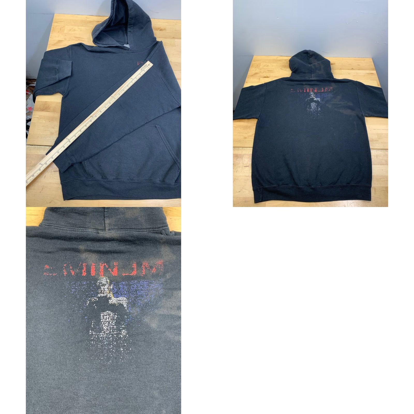 Gildan Eminem Hoodie Mens M Black Hip Hop Y2K Faded 11398 Size US M / EU 48-50 / 2 - 8 Thumbnail