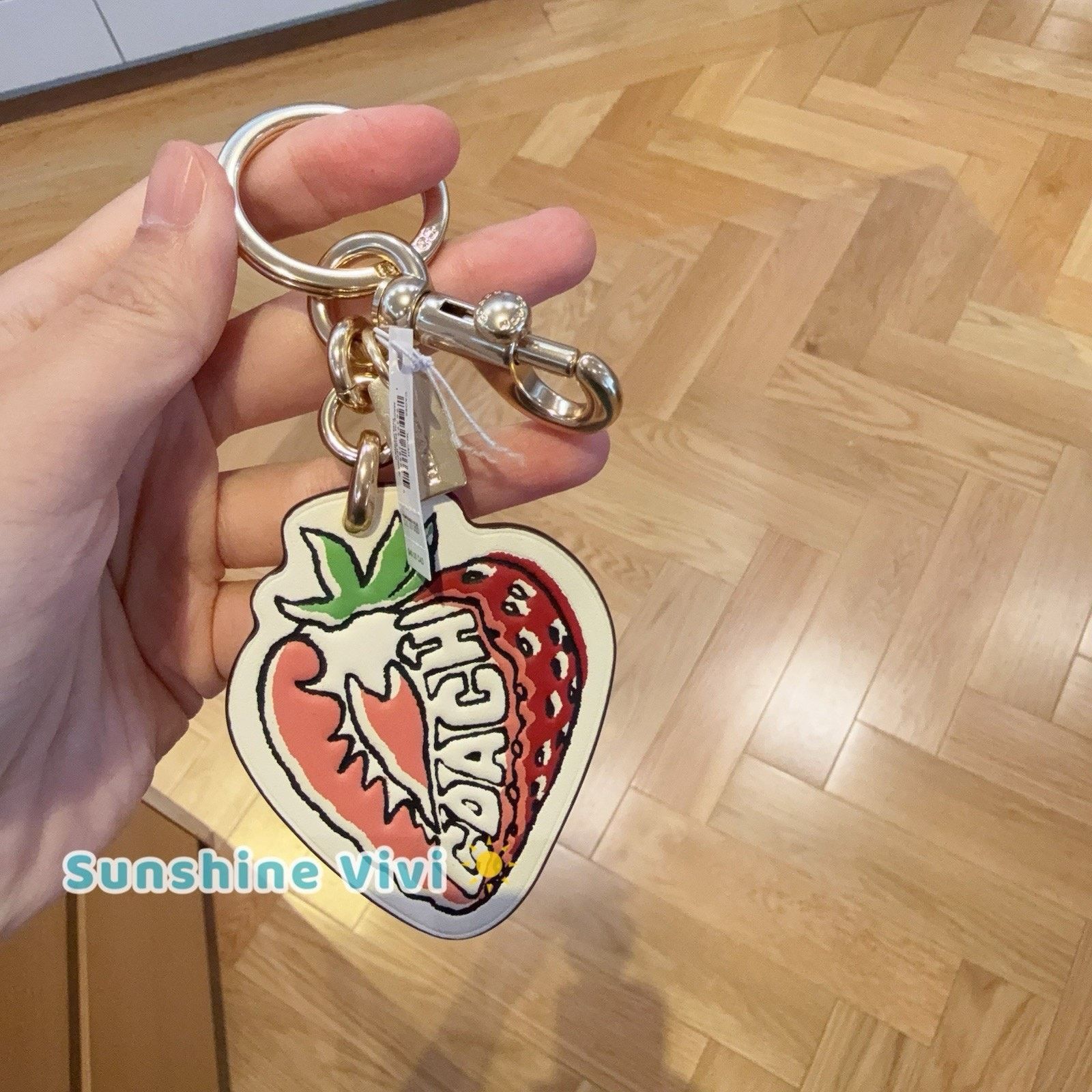 Coach NWT Coach Strawberry Bag Charm Keychain Fob CAO53 Gold/Chalk Size ONE SIZE - 1 Thumbnail