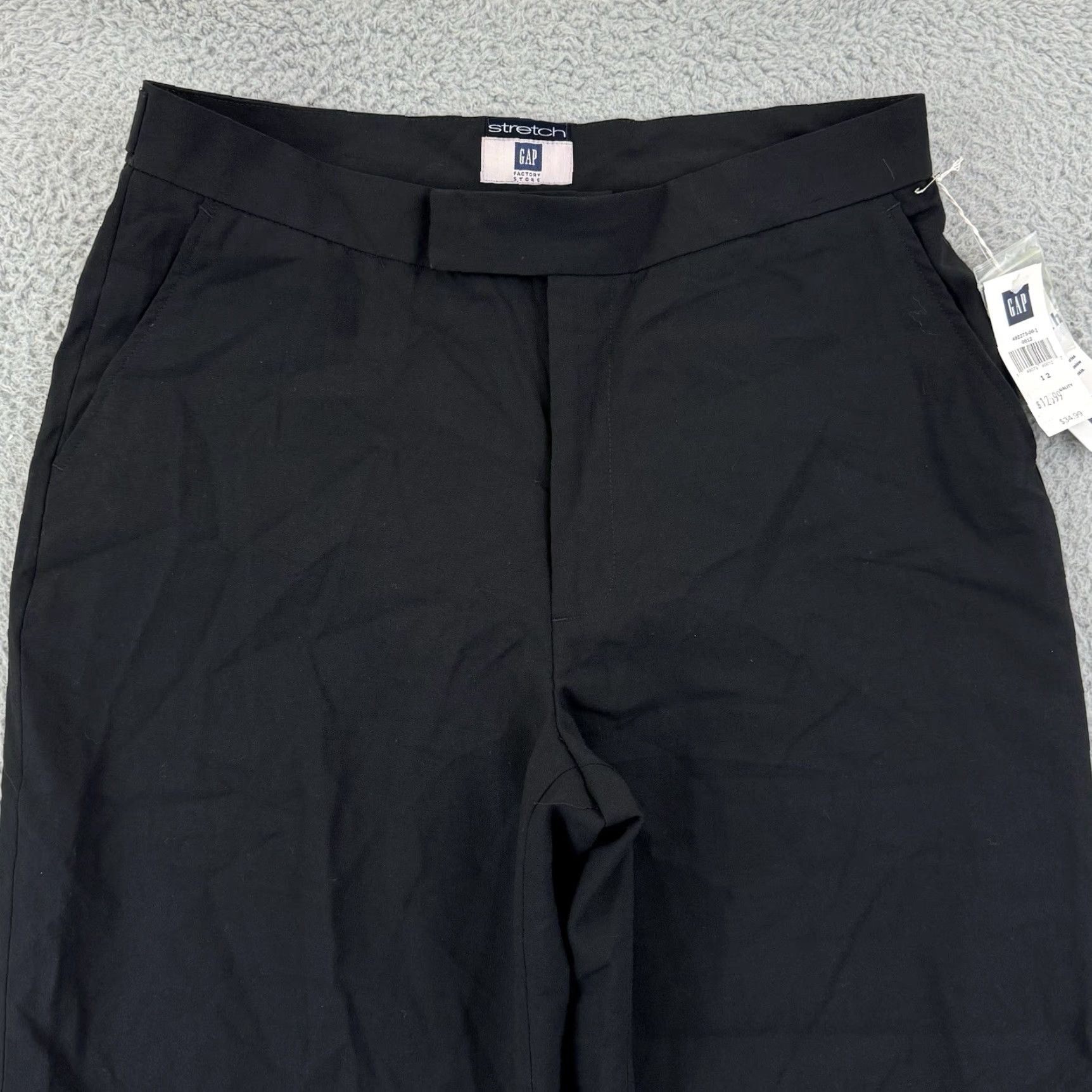 Gap VINTAGE Gap Pants Womens 12 Black Wide-Leg Stretch Wool Blend NWT Casual Dress Pants Size 34" / US 12 / IT 48 - 3 Thumbnail