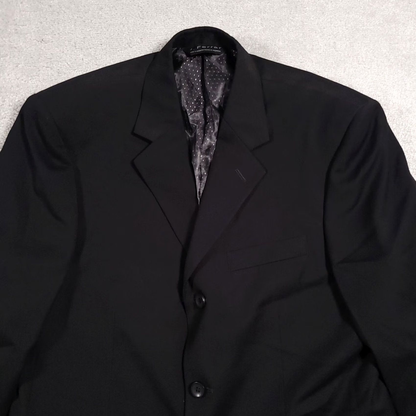 Vintage JF J.Ferrar 3 Button Black Suit Blazer Sports Coat Mens 38S Shoulder Pads Blazer Mens Regular 38 Black Cardinal? Size 38R - 3 Thumbnail