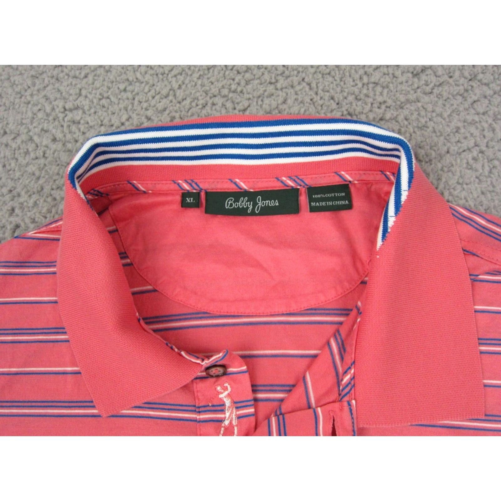 Vintage VINTAGE Bobby Jones Polo Shirt Mens XL Pink Striped Golf Cotton Size US XL / EU 56 / 4 - 3 Thumbnail