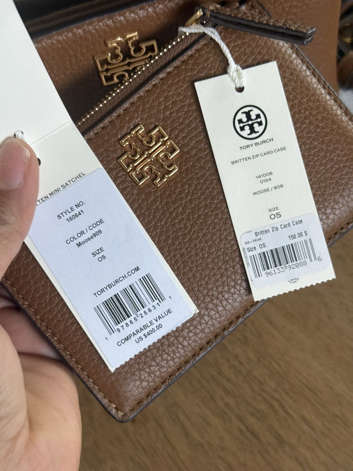 Tory Burch New Tory Burch Britten Mini Satchel & cardholder In Moose Size ONE SIZE - 11 Thumbnail