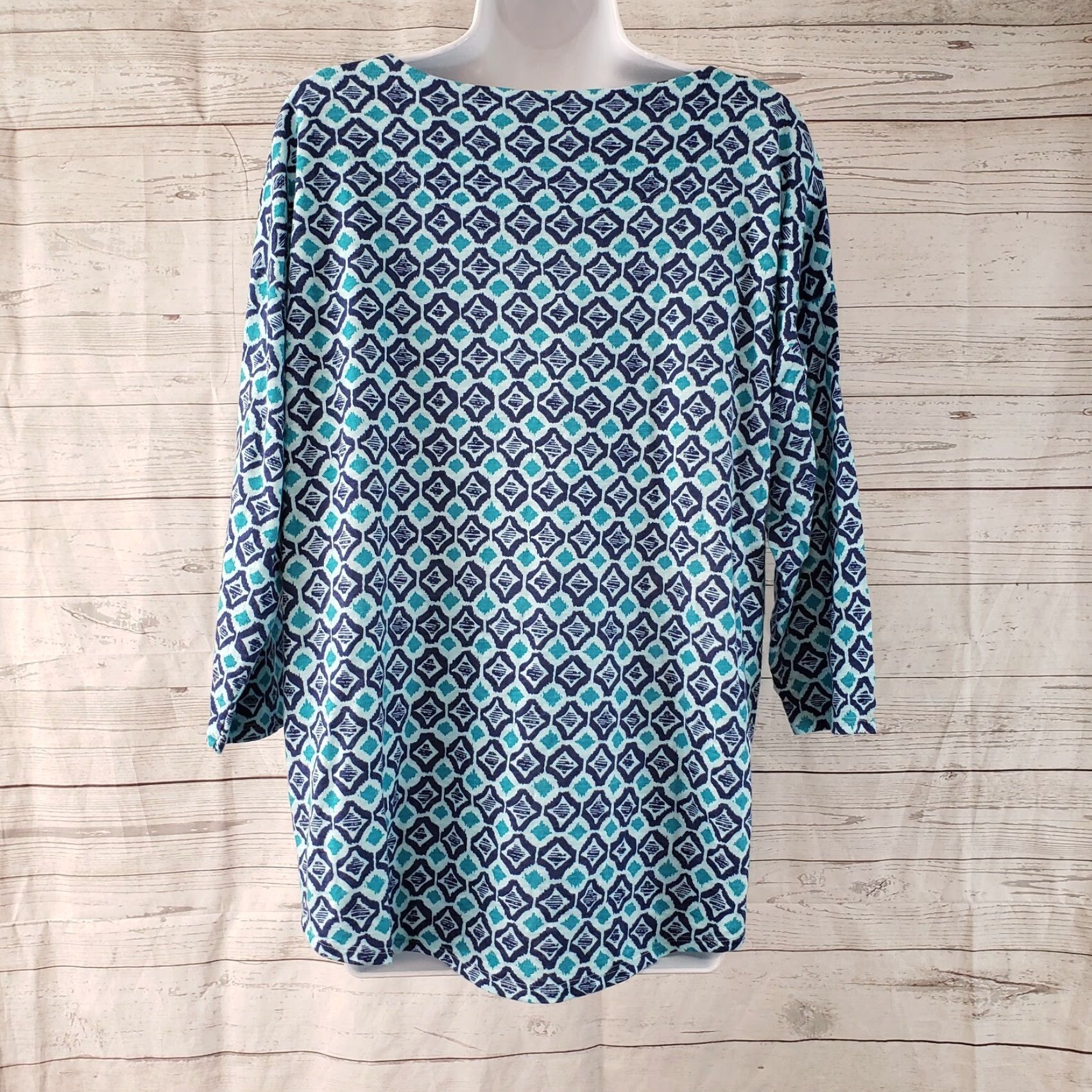 Vintage Chico's Women's Top Sz L Blue 3/4 Sleeve Cotton Blend Shirt Modern Basic Casual Womens Size L / US 10 / IT 46 - 4 Thumbnail