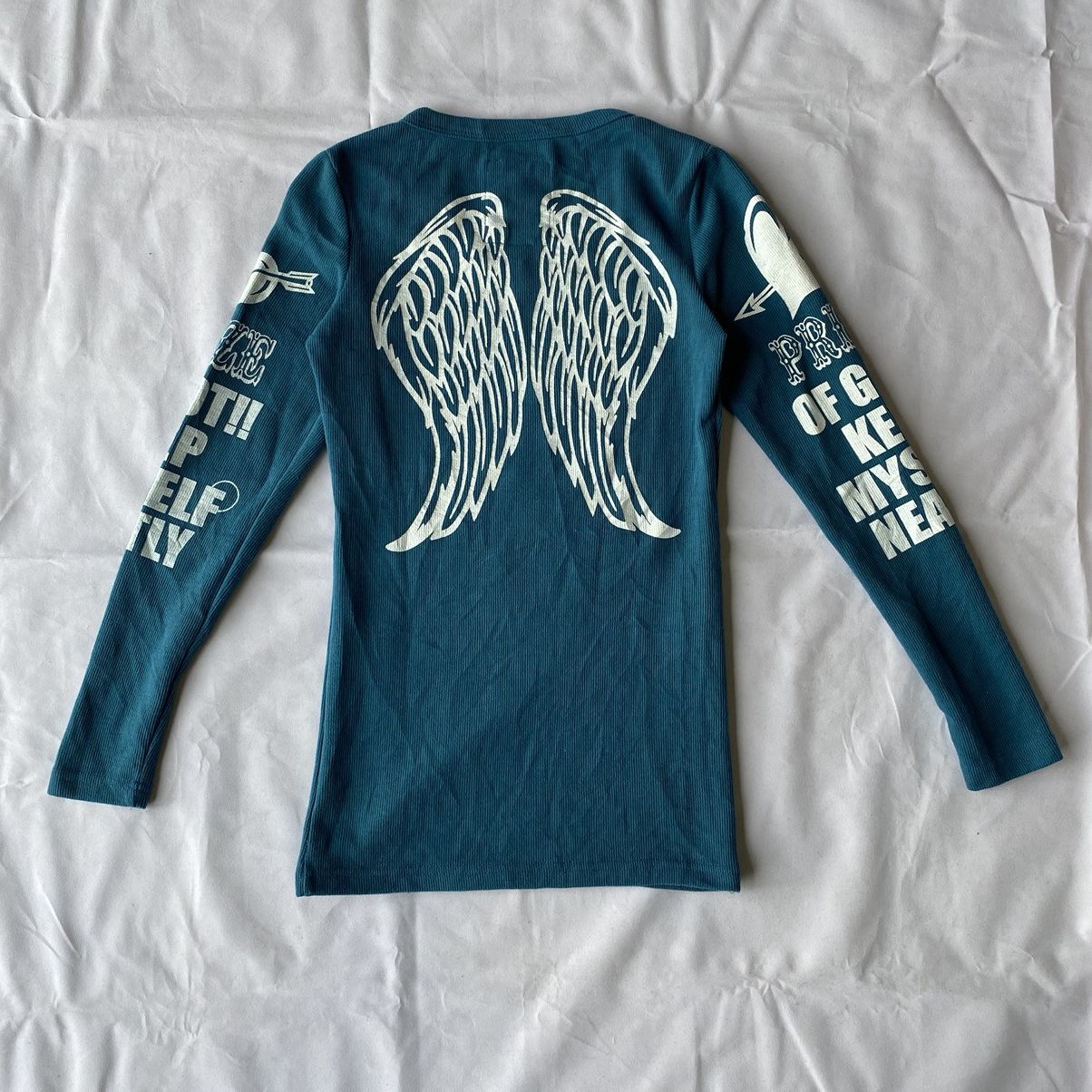 Beauty Beast × If Six Was Nine × Le Grande Bleu (L.G.B.) Japanese Poem and graphic Long Sleeve Affliction Style Size S / US 4 / IT 40 - 14 Thumbnail