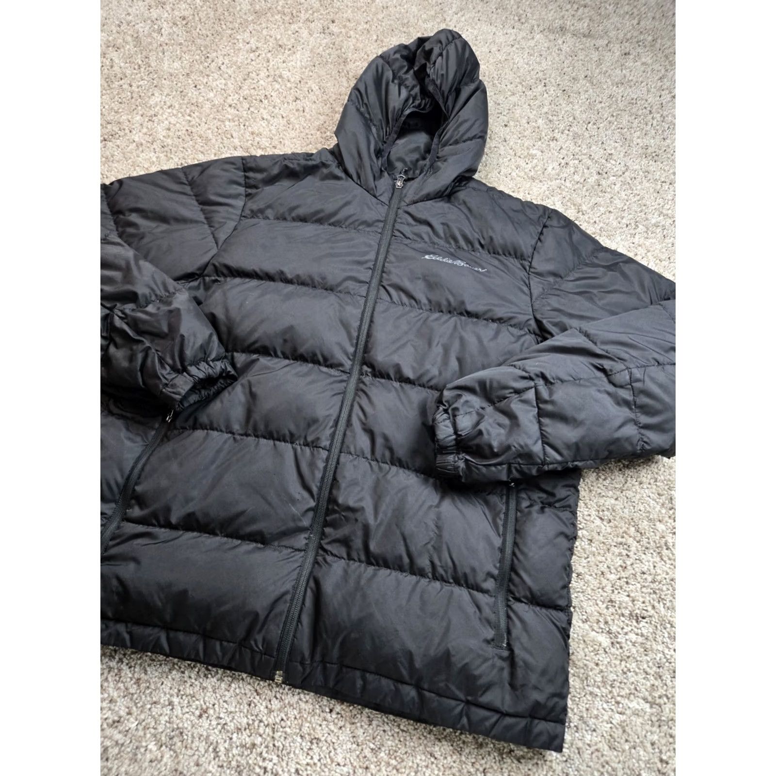 Eddie Bauer Eddie Bauer Jacket Mens Large Black Hooded Down Full Zip Pockets Regular Windproof Puffy Coat Size US L / EU 52-54 / 3 - 2 Thumbnail