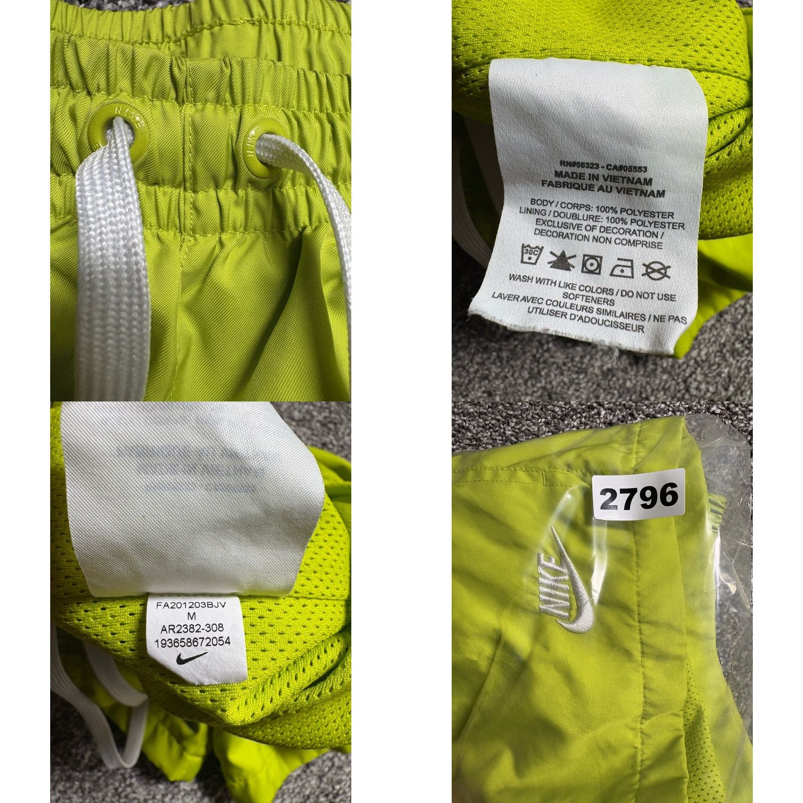 Nike Nike Woven Flow Shorts Mens Large Neon Green 5" AR2382 Athletic Pockets Drawstring Back Pocket Size US 33 - 8 Thumbnail