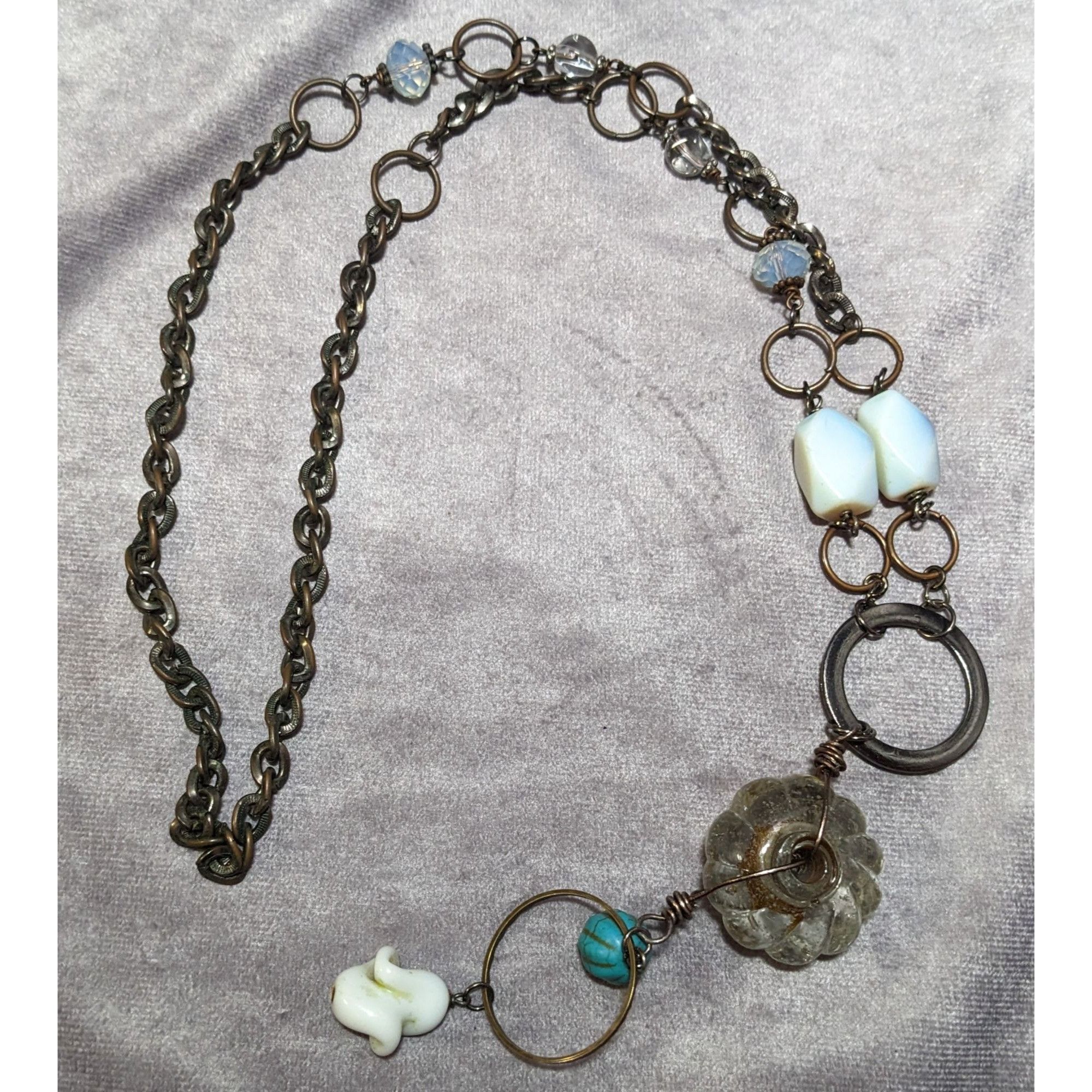 Other Handmade Upcycled Chunky Glass And Moonstone Beaded Chain Ne Size ONE SIZE - 13 Thumbnail