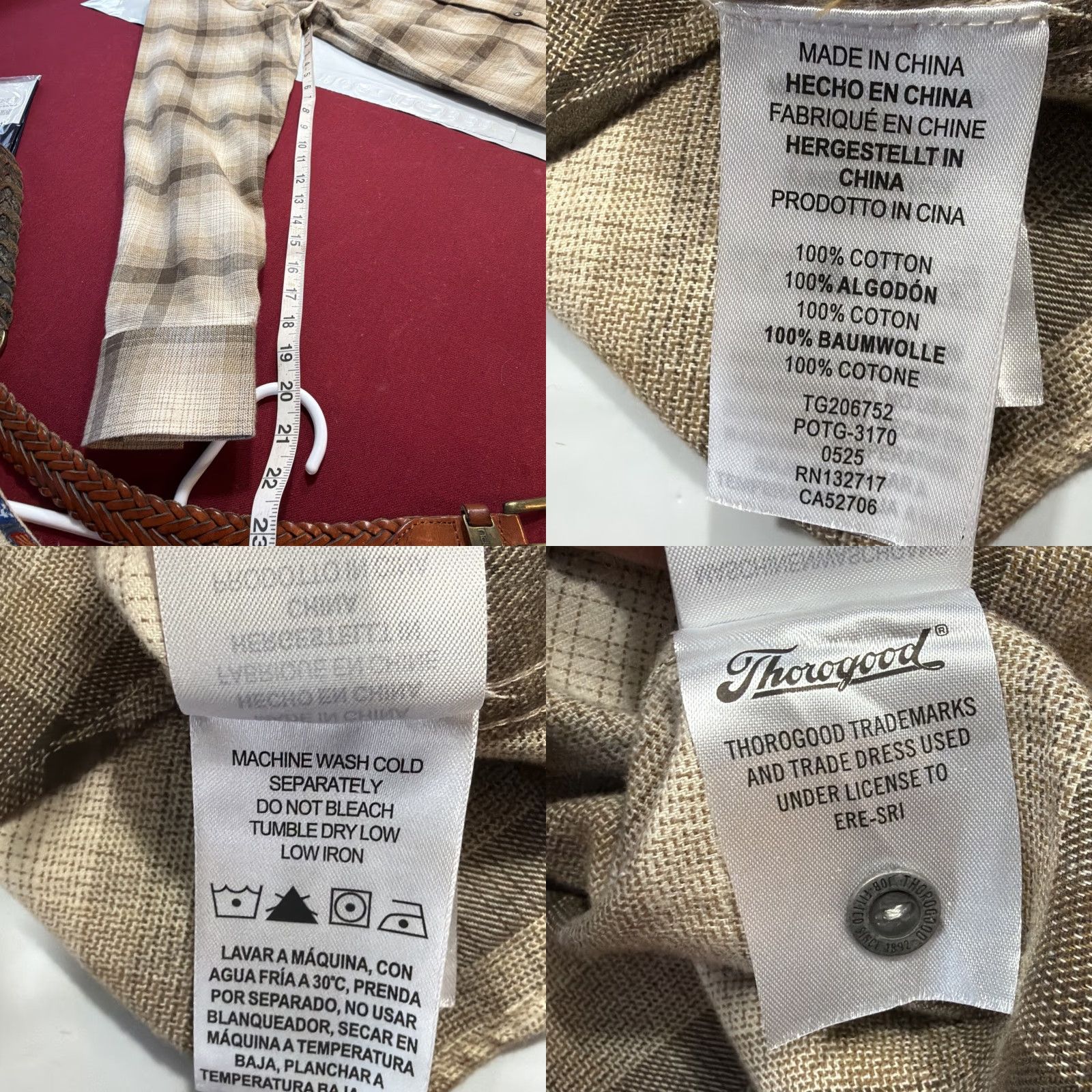 Thorogood Thorogood Brown Tan Wide Plaid Shirt Pearl Snap Mens M Western Flap Pockets Soft Size US M / EU 48-50 / 2 - 10 Thumbnail