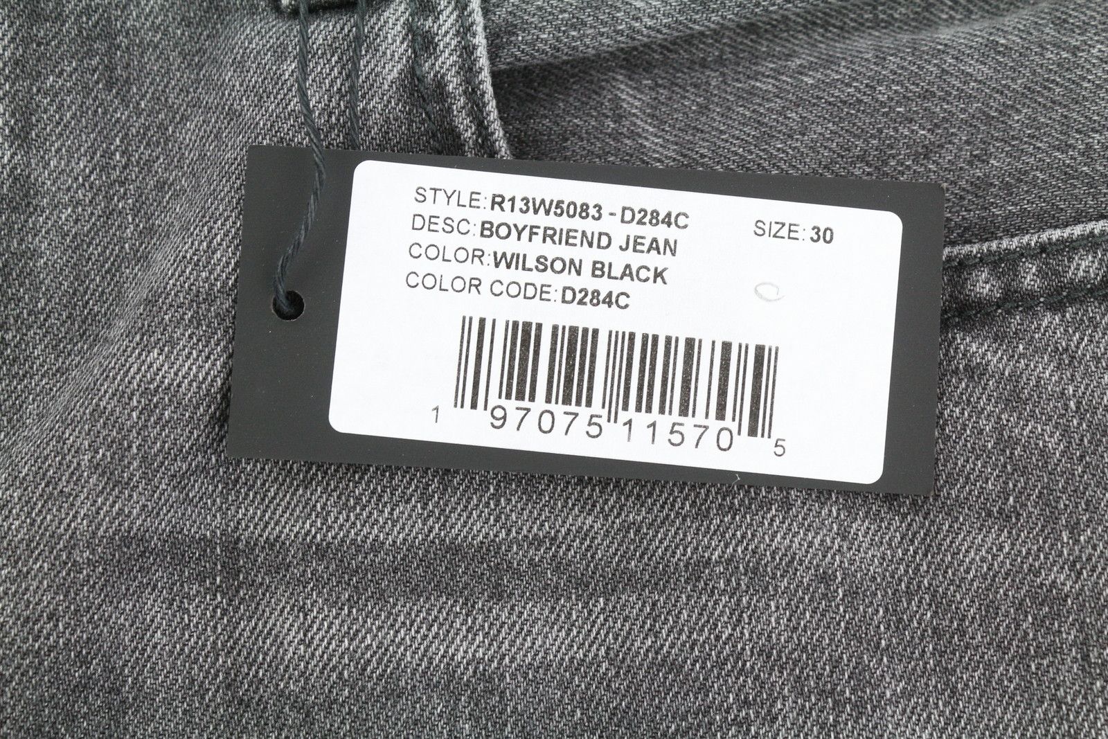 R13 BOYFRIEND 30 Wilson Black Faded Cropped Jeans 86145 Size 30" / US 8 / IT 44 - 9 Thumbnail