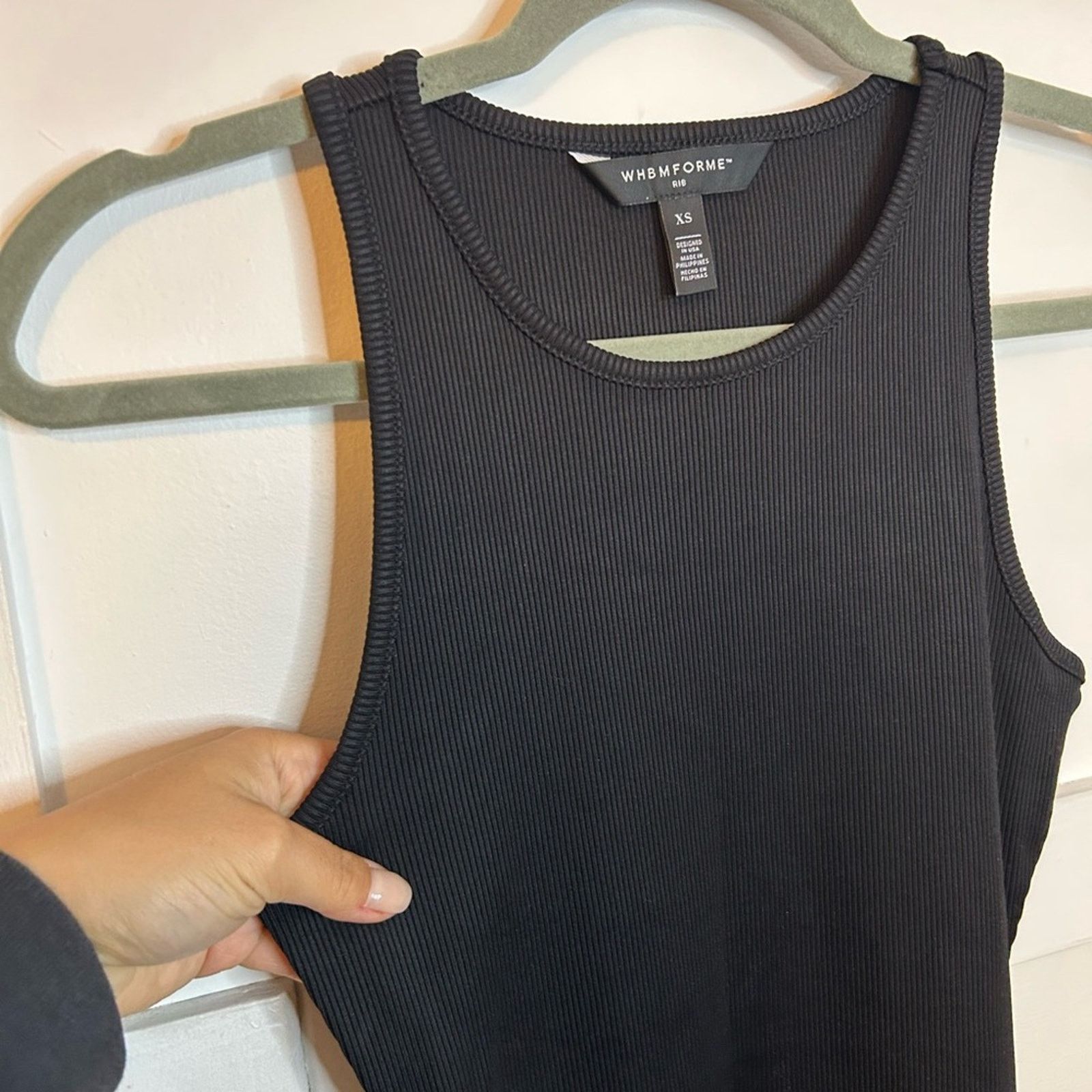 White House Black Market WHBM Forme Scoop Neck Black Ribbed Maxi Dress Size XS / US 0-2 / IT 36-38 - 6 Thumbnail