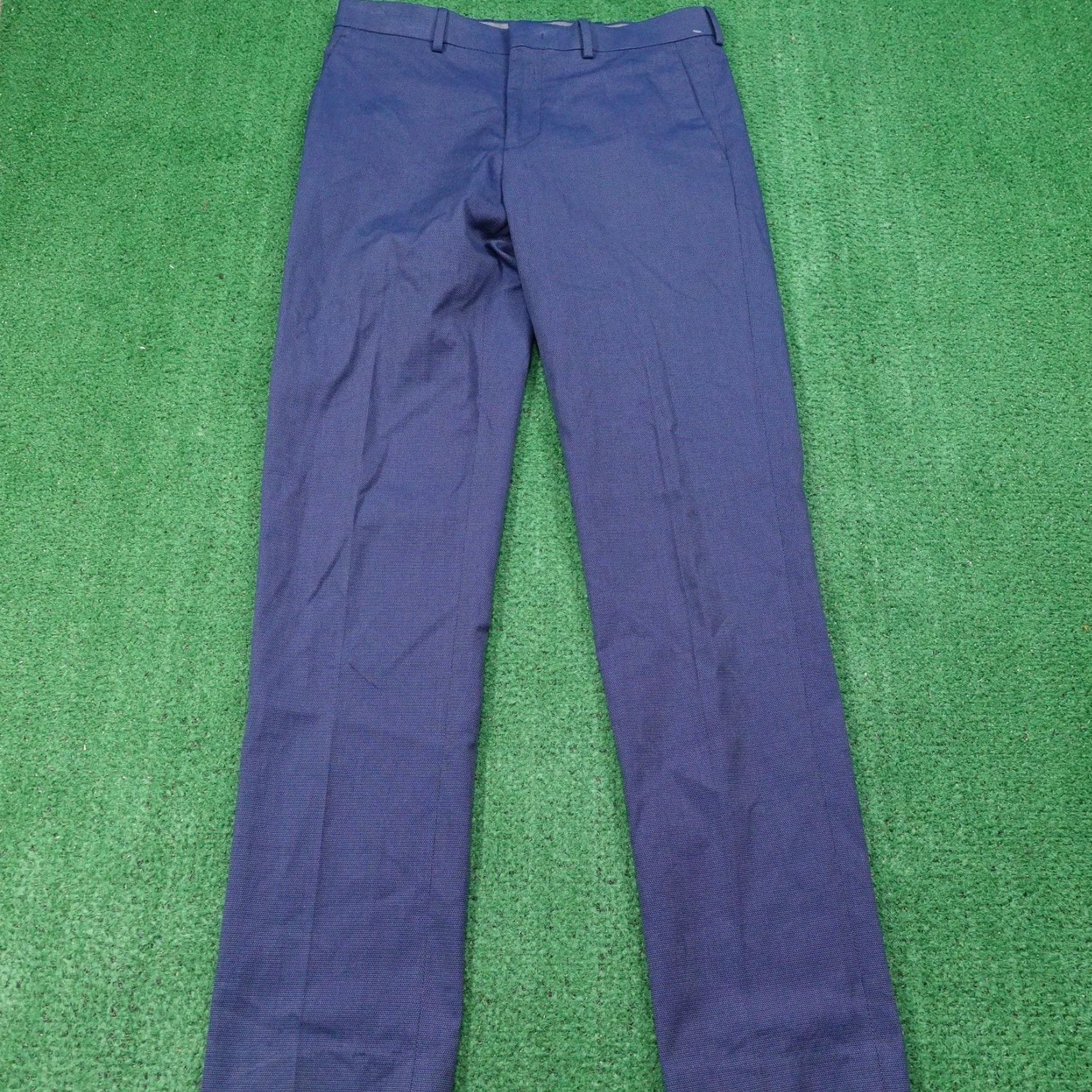Murano Murano Alex Fit Mens Dress Pants 32x34 Blue Solid Flat Front Stretch Pockets Zip Back Welt Slacks Wardrobe Essentials Size US 32 / EU 48 - 2 Thumbnail