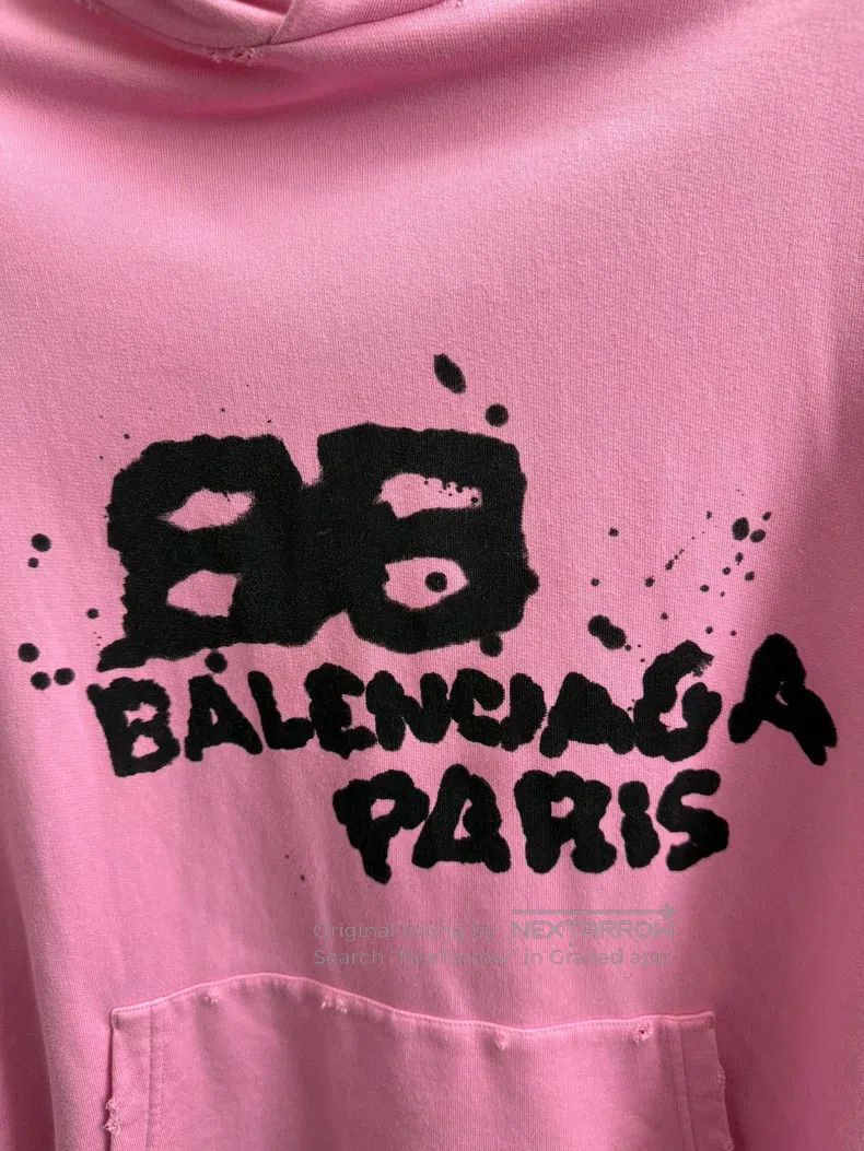Balenciaga Balenciaga Pink Ink Printed Letter Hooded Sweatshirt Size US S / EU 44-46 / 1 - 6 Thumbnail