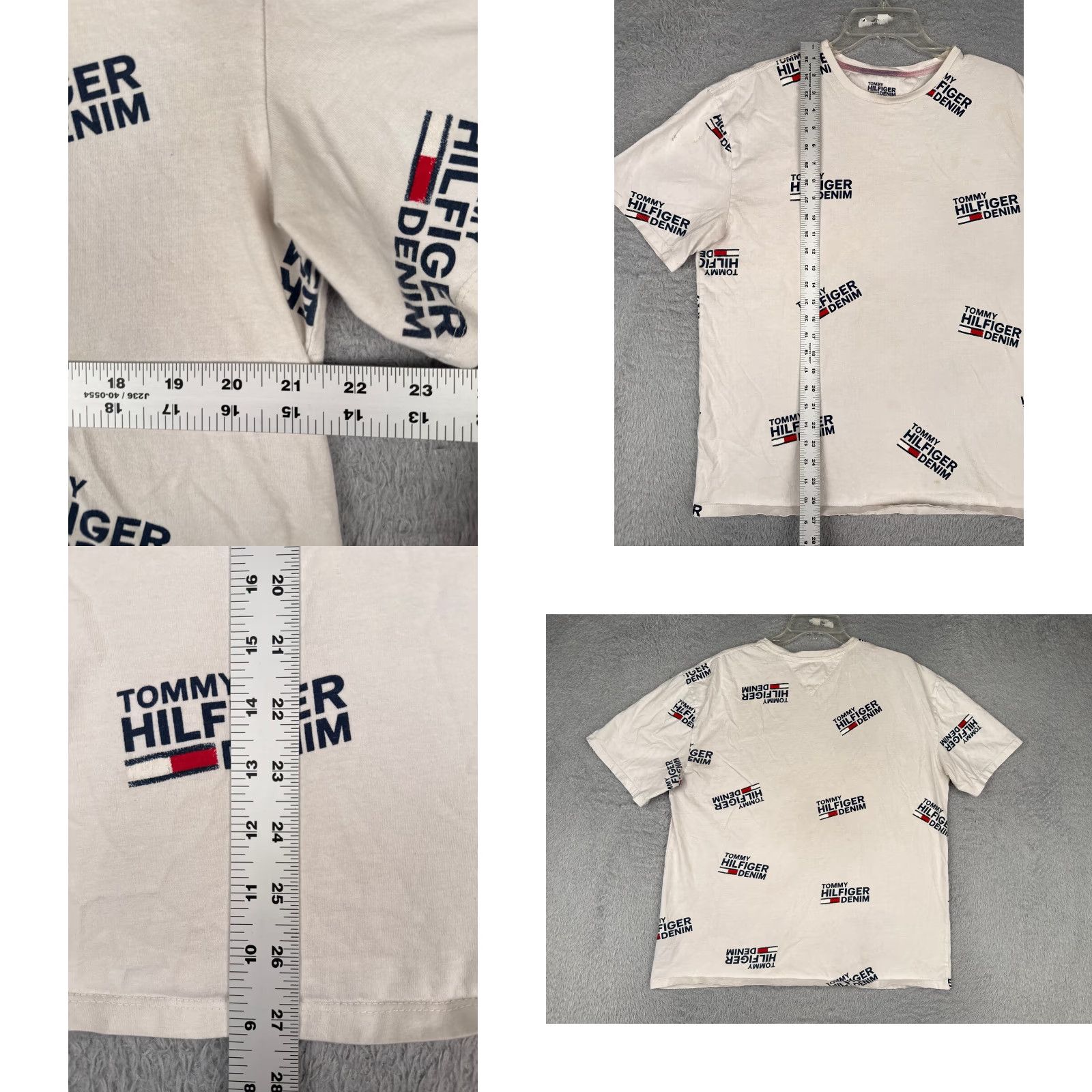 Tommy Hilfiger Tommy Hilfiger Shirt Adult Medium White Oversized Cotton Logo AOP Crew READ Shirt Mens Size US M / EU 48-50 / 2 - 8 Thumbnail