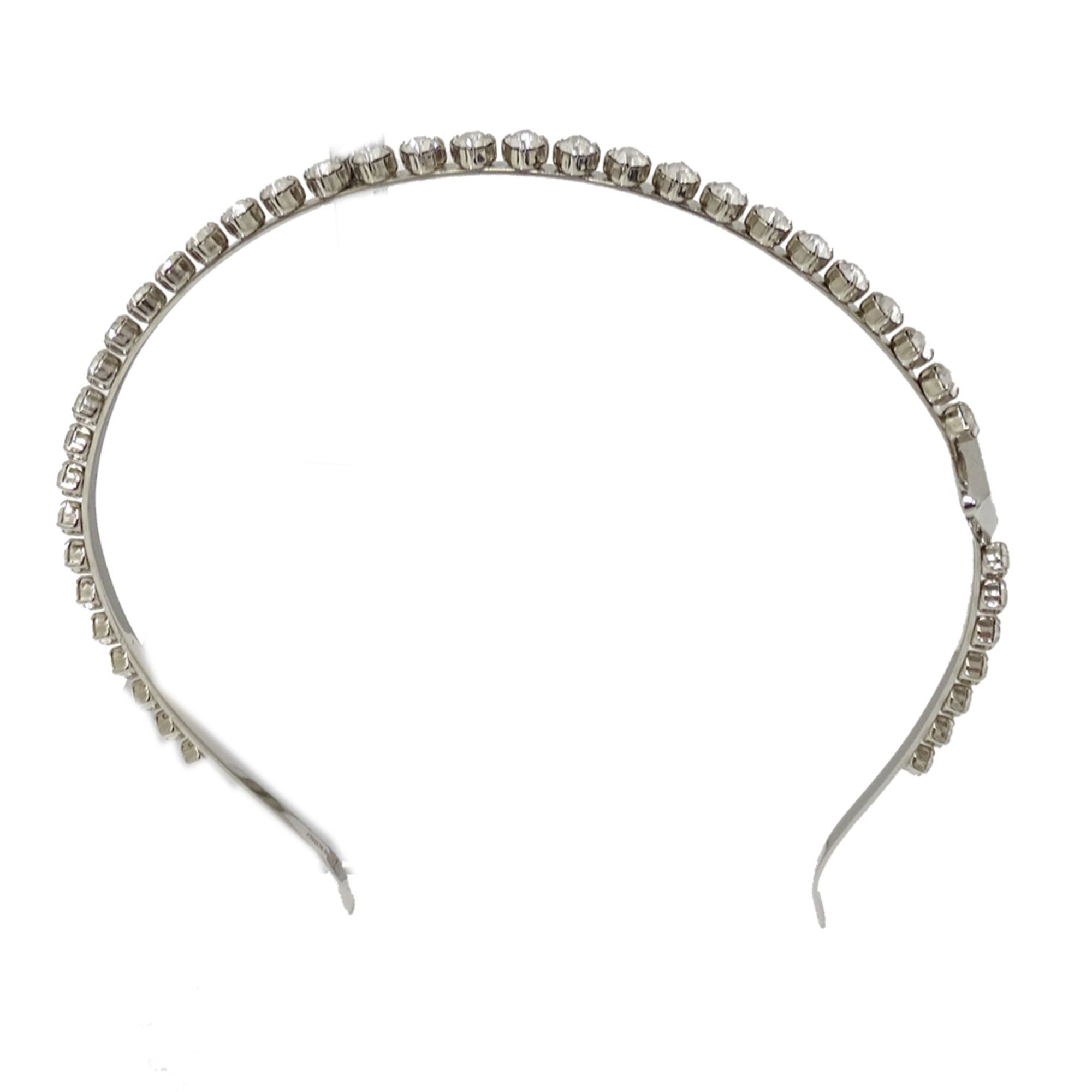 Prada Prada Headband for Women, Brand Name, Triangle Design, Crystal, Metal Rhinestone, Silver Size ONE SIZE - 1 Thumbnail