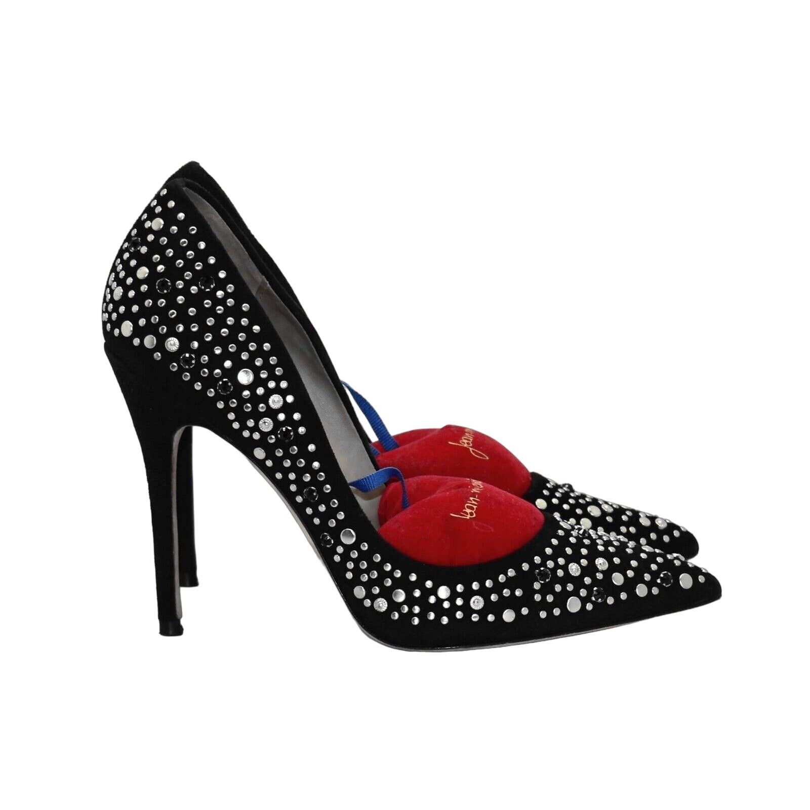 CAZABAT B0 JEAN MICHEL CAZABAT Elle Black Suede Crystal Heels 37.5 Size US 7.5 / IT 37.5 - 2 Thumbnail