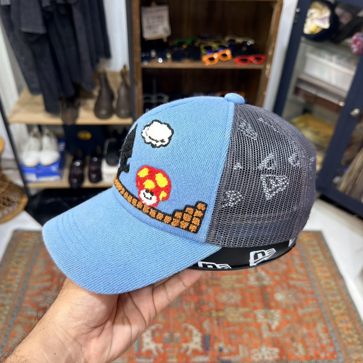 PPFM PPFM Vintage Game Mario Embroidered Mesh Trucker Cap Size ONE SIZE - 3 Thumbnail