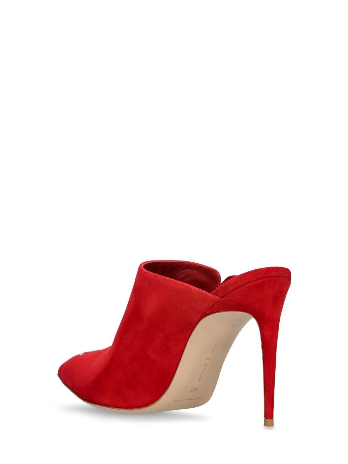 Fallen MANOLO BLAHNIK Dobre Red Suede 105mm Mules NEW Size US 8.5 / IT 38.5 - 3 Thumbnail