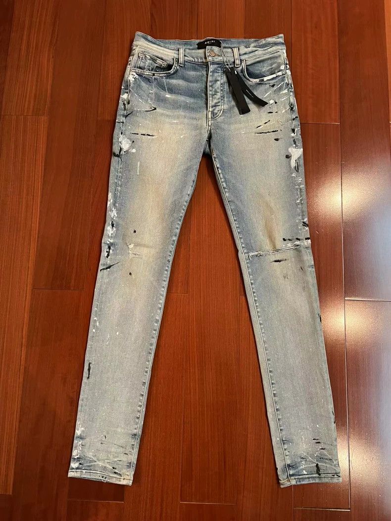 Amiri AMIRI Distressed Ink Blue Denim Jeans - dmc Size US 31 - 1 Thumbnail