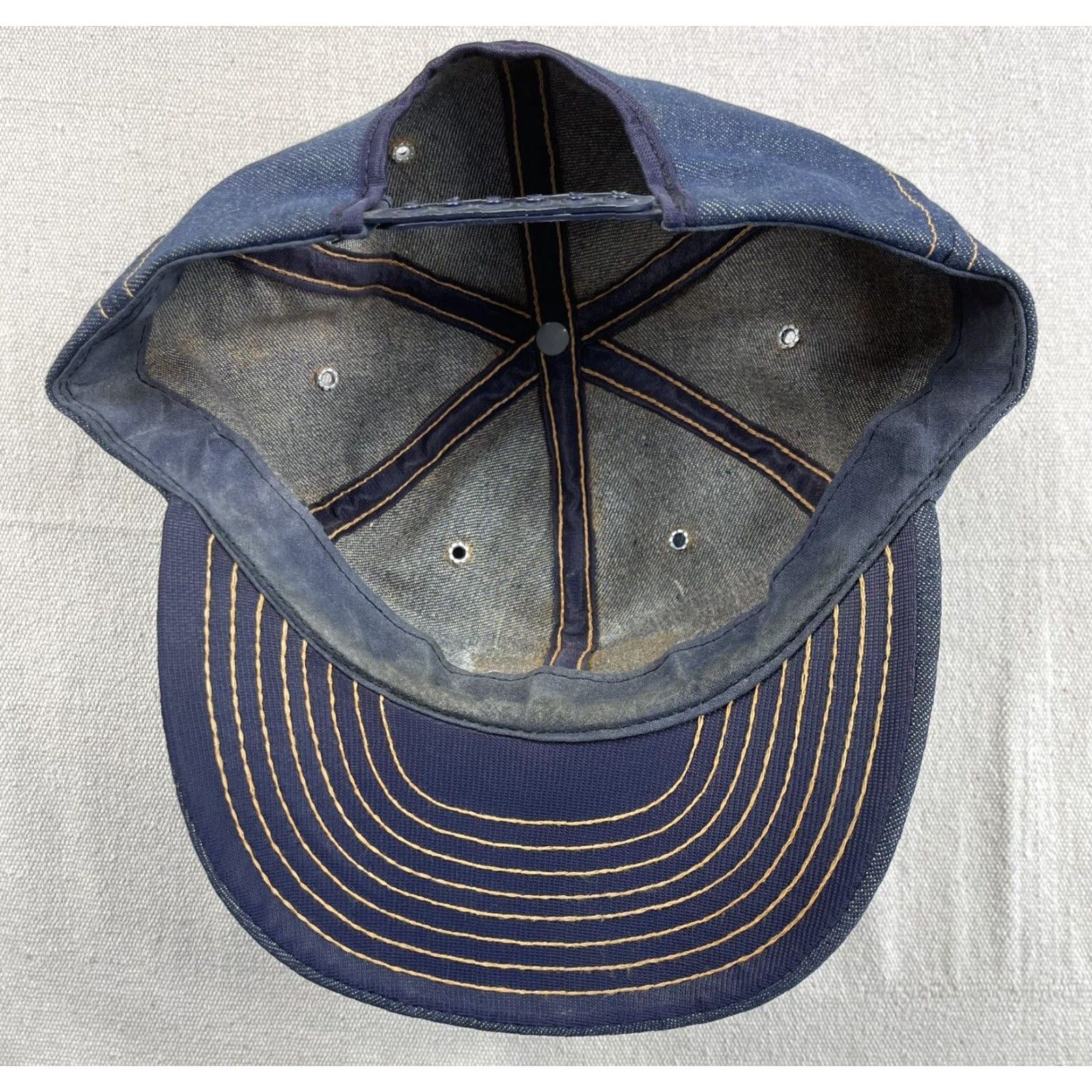 Vintage VINTAGE CAT Denim Trucker Hat Men Adjustable Blue 80s CAT Equipment Snapback Cap United States USA MFG Size ONE SIZE - 5 Thumbnail