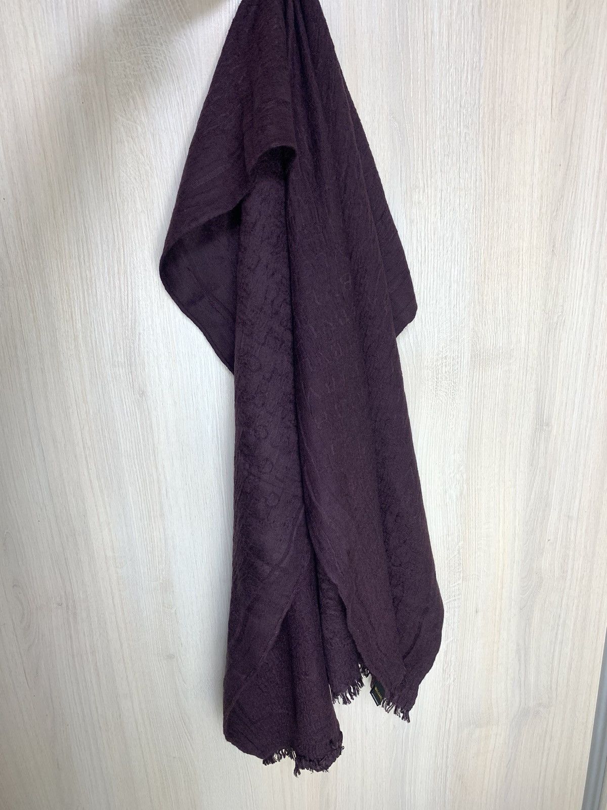 Bvlgari BVLGARI Silk & Wool Monogram Scarf - Deep Plum Size ONE SIZE - 2 Thumbnail