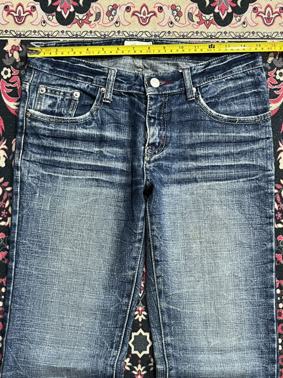 Vintage Vintage Japanese Brand Blue Whisker Washed Flare Jeans Size 30" / US 8 / IT 44 - 11 Thumbnail