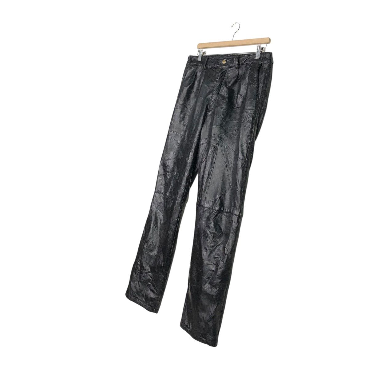 Japanese Brand 🔥RICH BLACK VINTAGE BIKER LEATHER PANTS UNBRAND ISSEY MIYAKE Size US 32 / EU 48 - 4 Thumbnail
