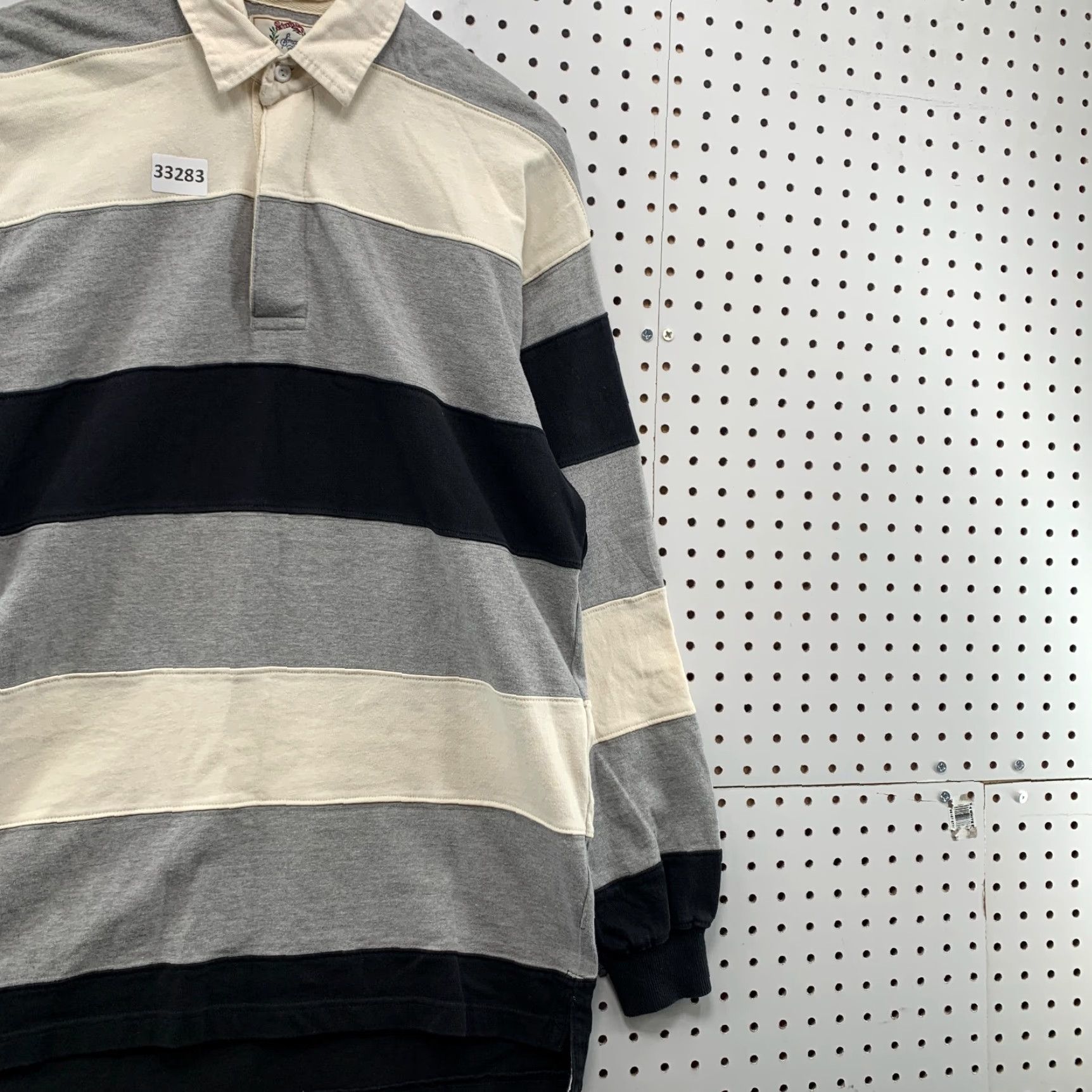Sears VINTAGE Sears Roebuck Rugby Polo Shirt Mens Medium Black Gray Striped 21.5x32 Size US M / EU 48-50 / 2 - 4 Thumbnail