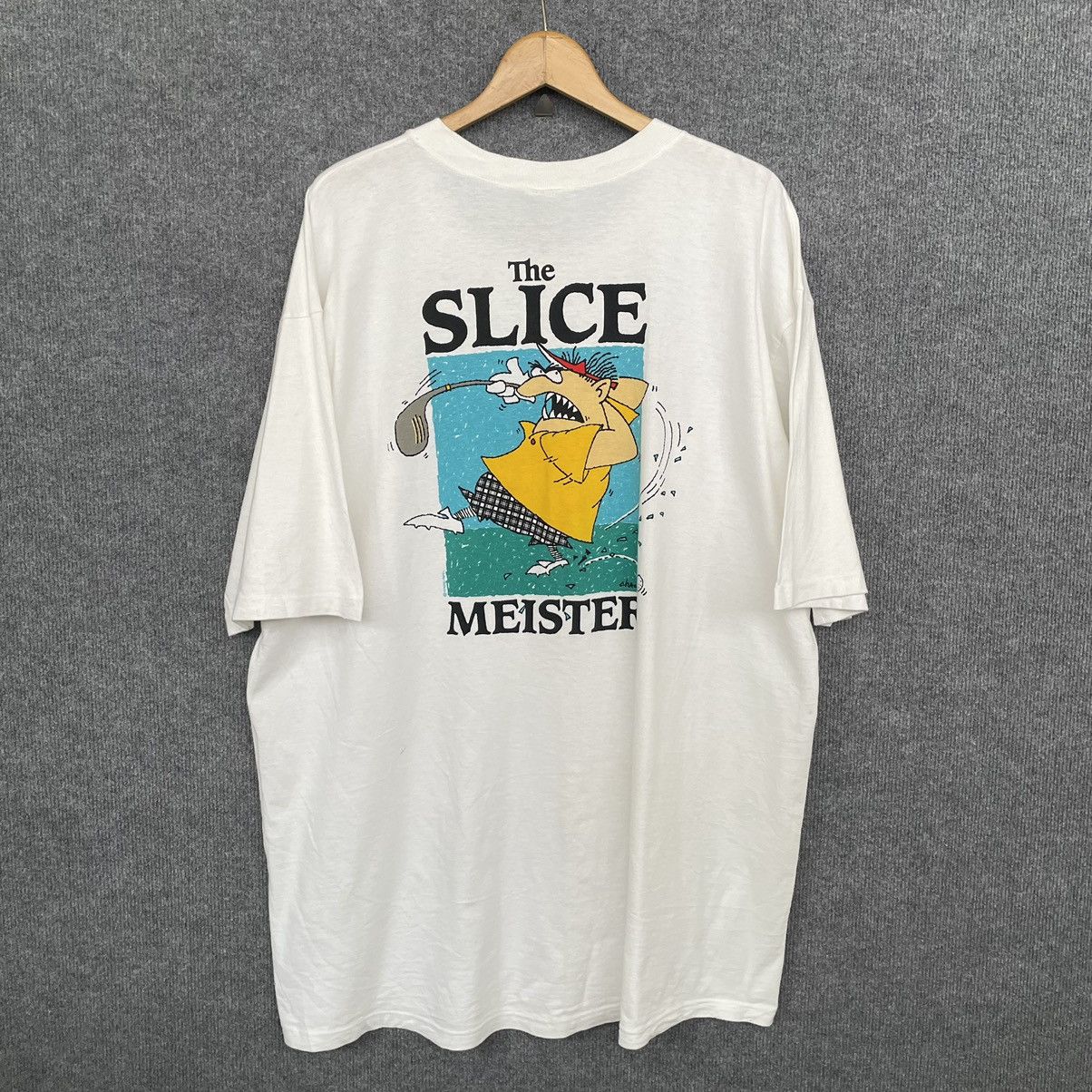 Vintage Vintage 1990s The Slice Meister Crazy Shirt Tee Size US XXL / EU 58 / 5 - 1 Thumbnail