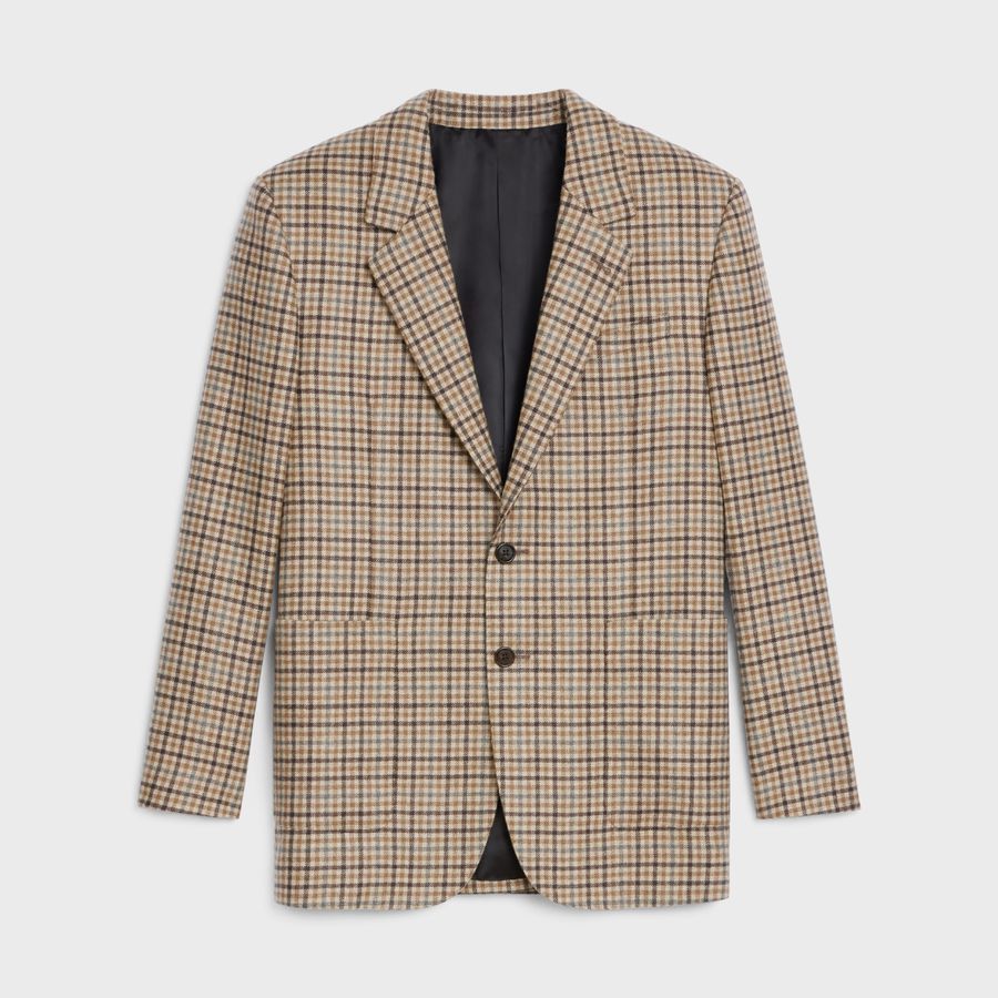 Celine o1loc1c1124 Jude Jacket In Checked Cashmere in