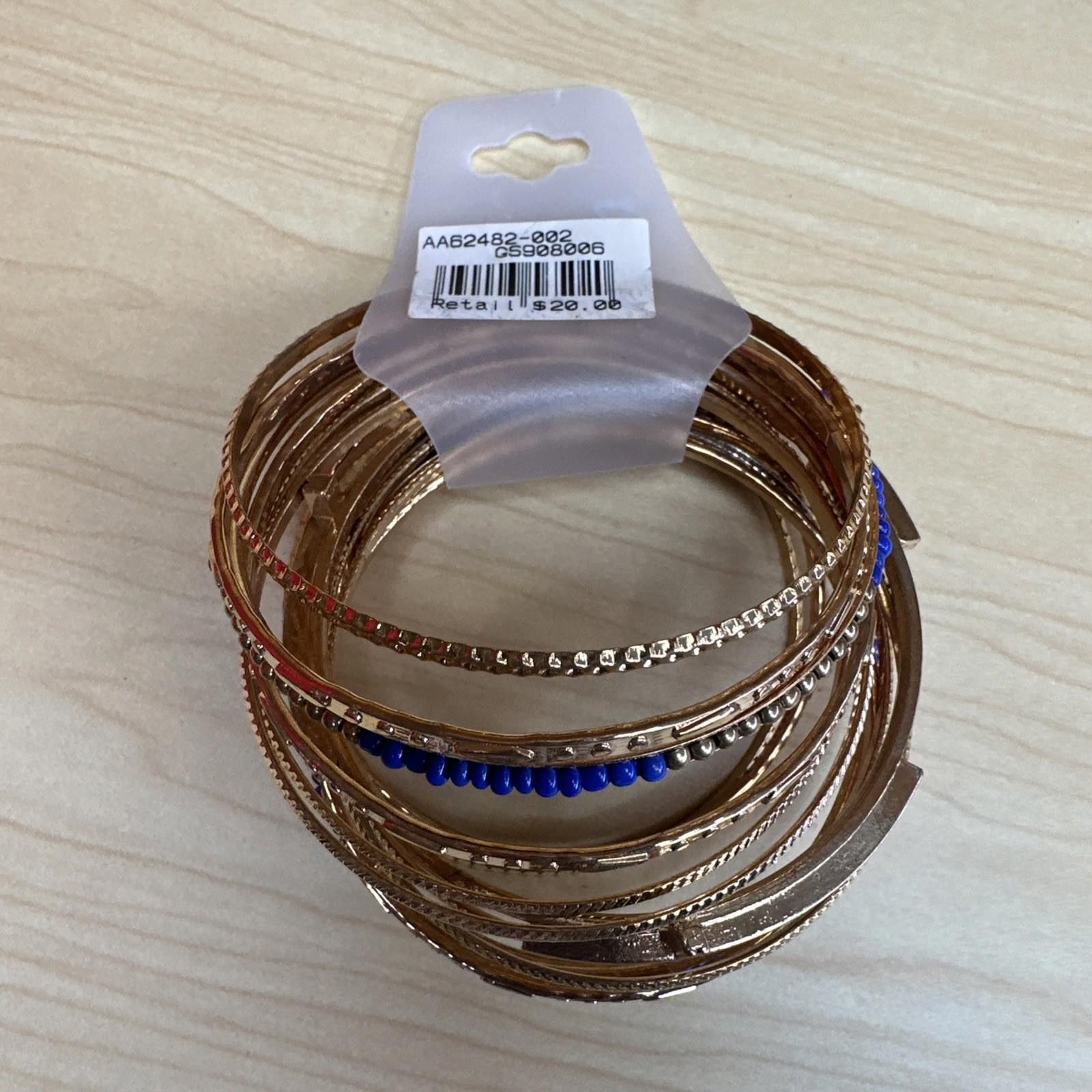 Stella McCartney Tamina By Stella Gold Blue 13 Piece Bangle Bracelet Set New Size ONE SIZE - 3 Thumbnail
