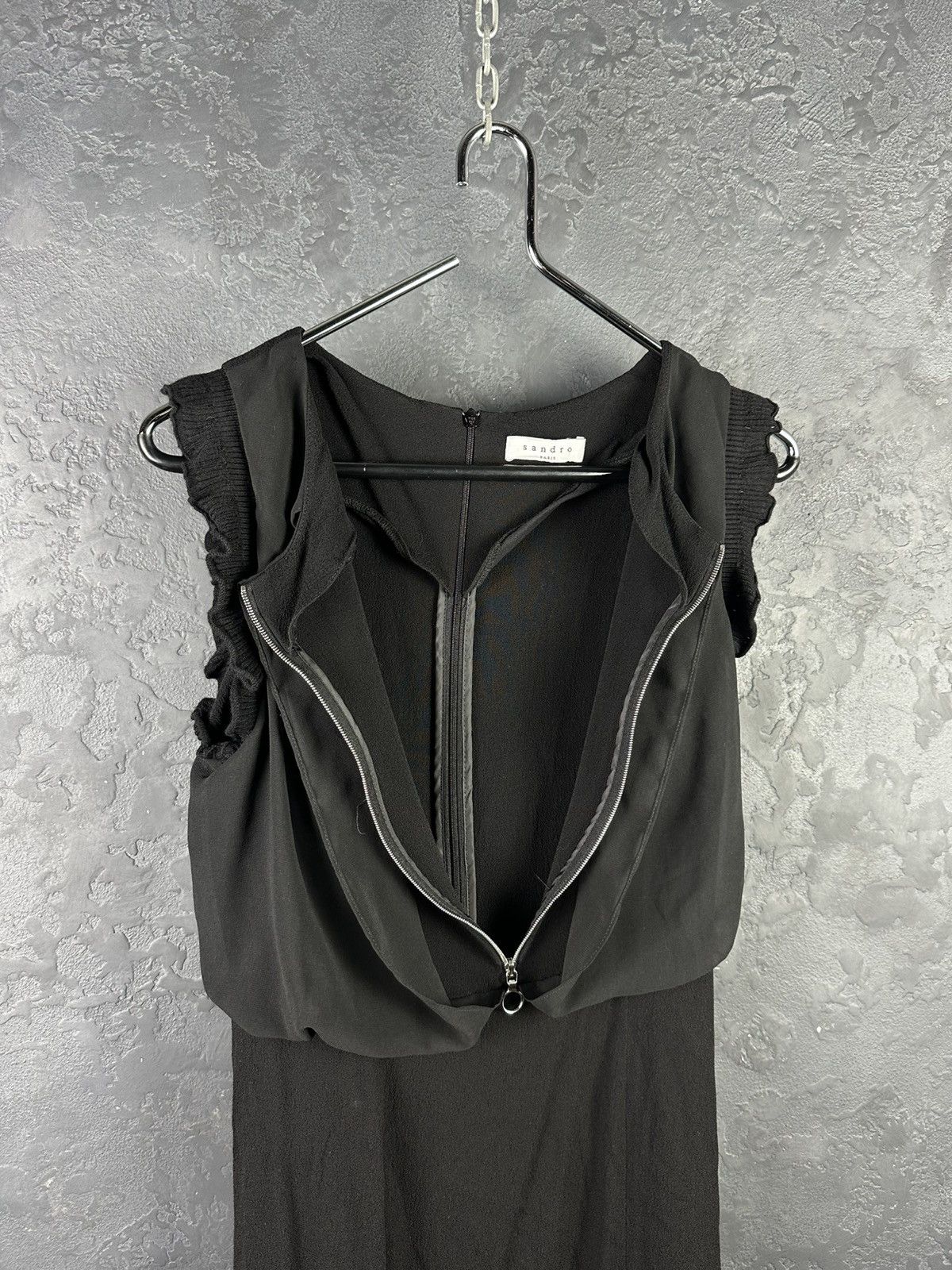 Sandro SANDRO Viscose Crepe Exposed Zipper Flutter Sleeve Dress Size S / US 4 / IT 40 - 5 Thumbnail