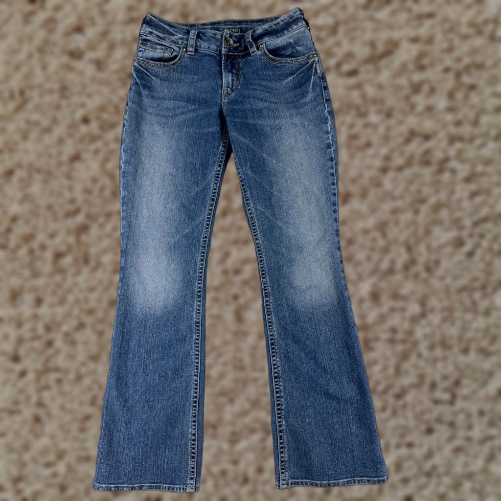 Silver Jeans Co. Silver Jeans Womens Jeans 36 Blue Denim Berkley Straight Distressed Embroidered Pants Size 25" / US 0 / IT 36 - 1 Thumbnail