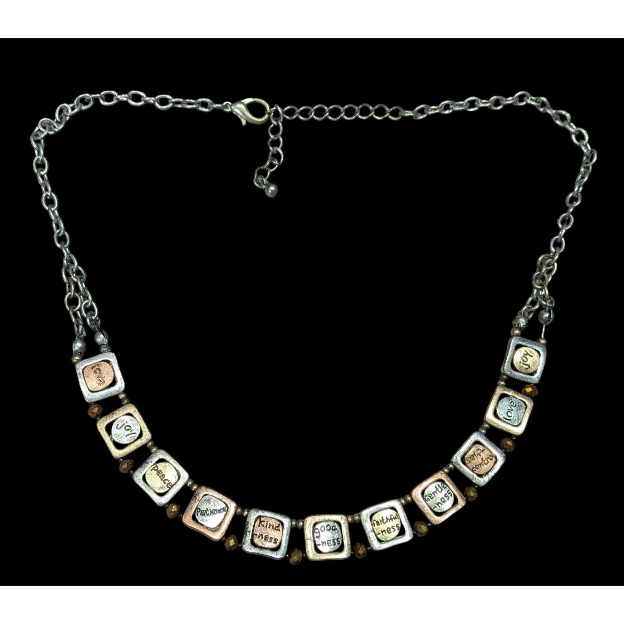 Other Rustic Distressed Words Of Affirmation Multi Metallic Neckla Size ONE SIZE - 1 Thumbnail