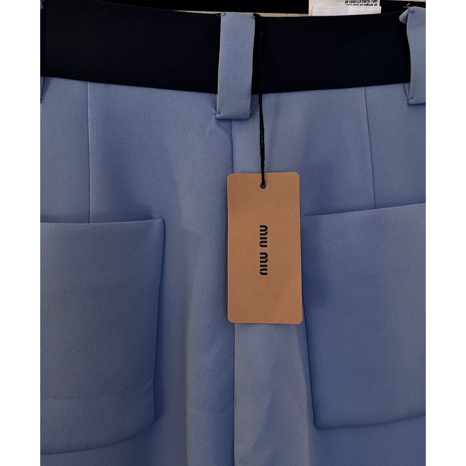 Miu Miu Miu Miu NWT Feather-trimmed Tech-jersey Pants In Blue Size 28" / US 6 / IT 42 - 4 Thumbnail